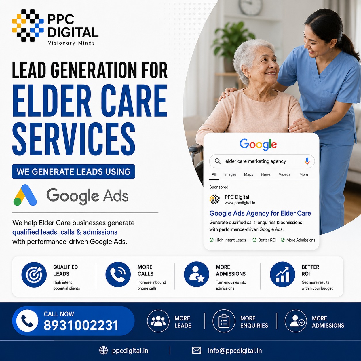 PPC Digital Facebook ad: Grow Your Elder Care Business with Google Ads