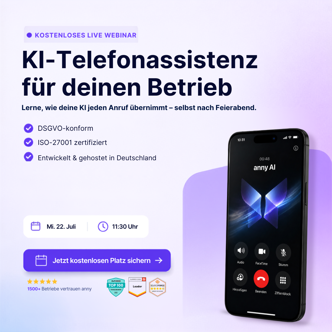 anny.co Facebook ad: Jetzt fürs kostenlose Webinar eintragen