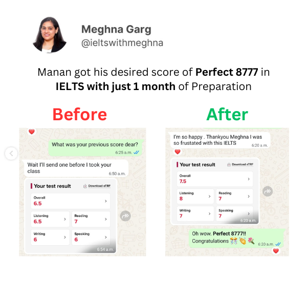 IELTS with Meghna Facebook ad: Get your Desired Band Score Effortlessly