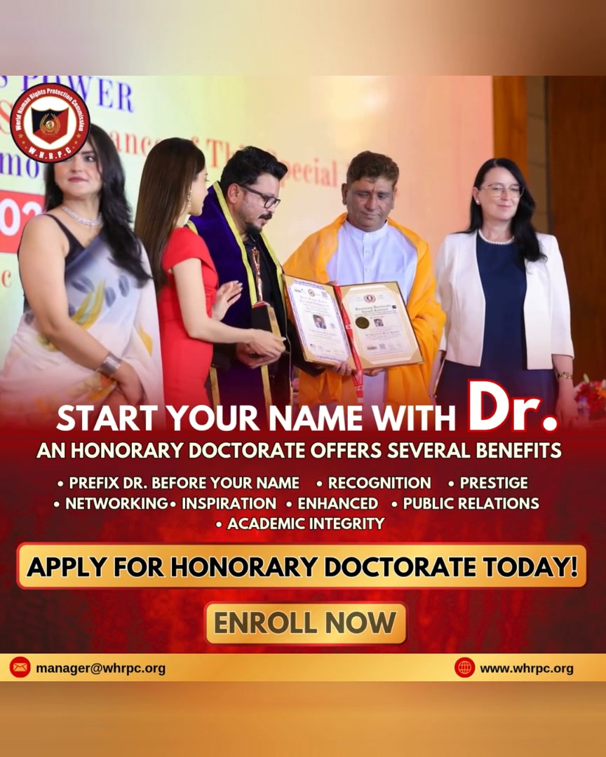 World Human Rights Protection Commission Facebook ad: Add Dr. to your name and elevate your status!