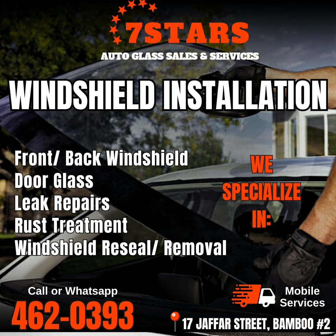 7 Stars Auto Glass Sales & Services Facebook ad: Give Us a Call Today (868) 462-0393