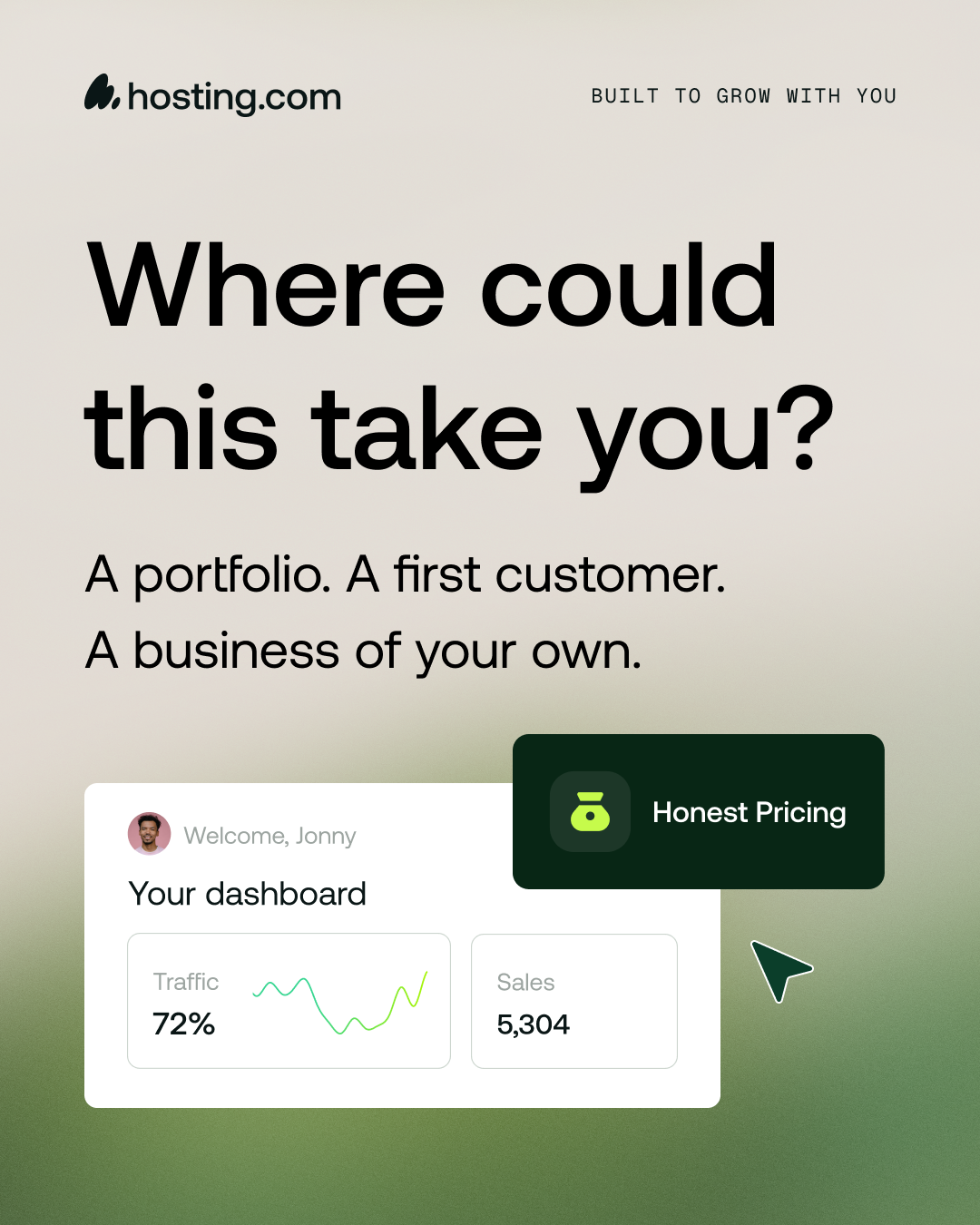 hosting.com Facebook ad: Build Your Next Chapter Online