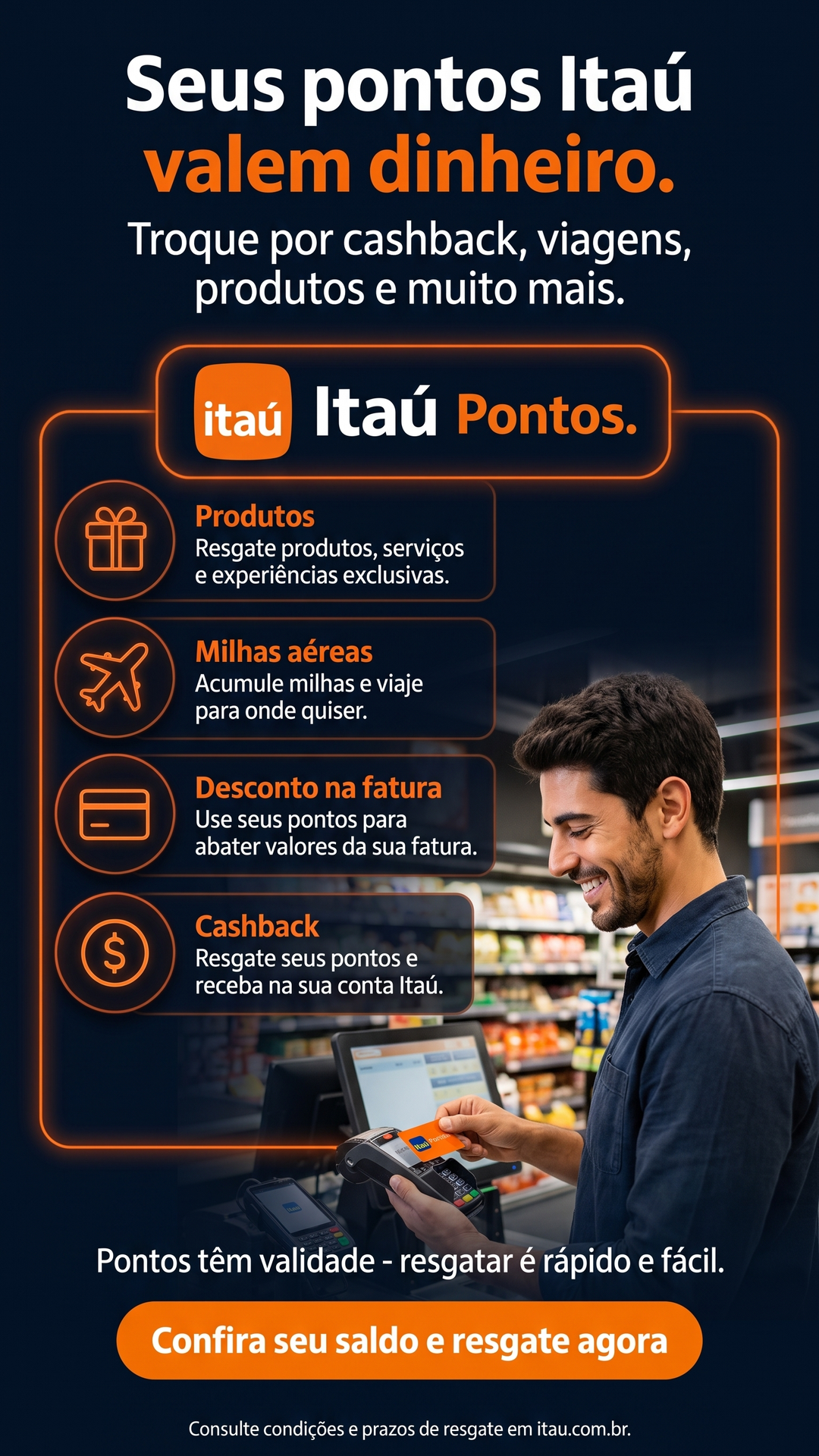 Central de Resgate de Pontos Facebook ad: Ganhe pontos e troque por viagens, produtos e cashback