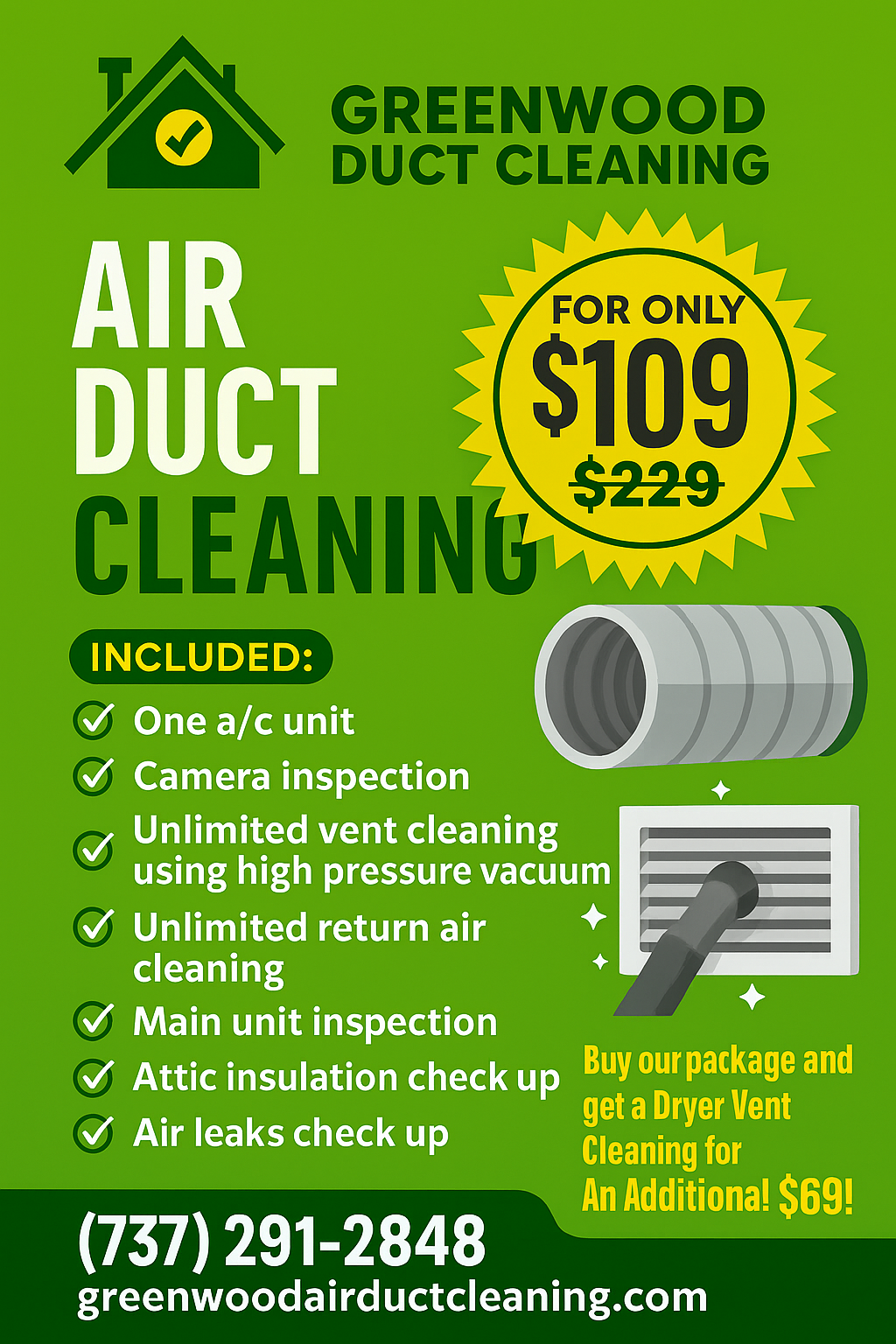 Greenwood Duct Cleaning TX Facebook ad