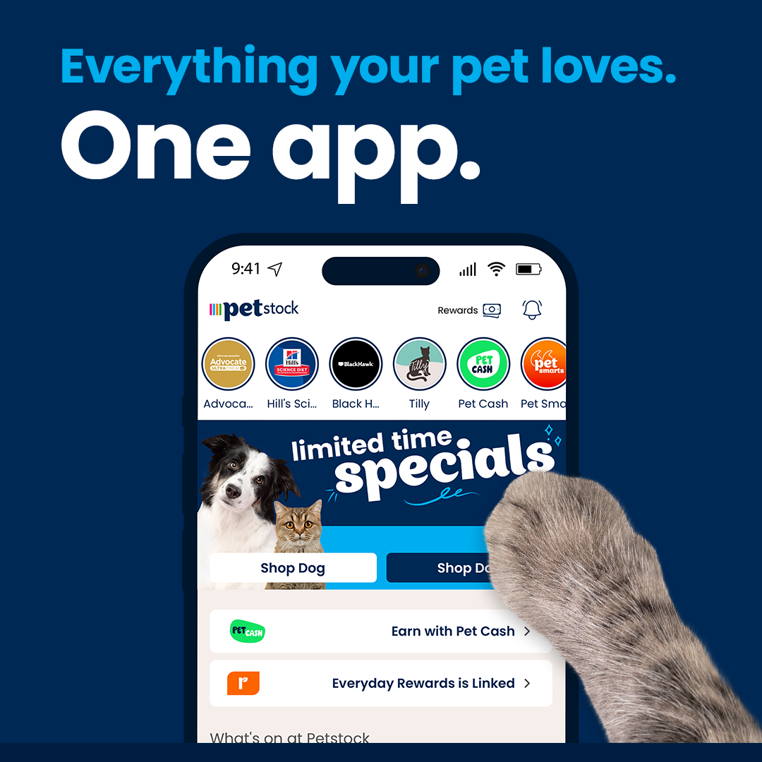 Petstock Facebook ad: All Your Pet Essentials On The Go
