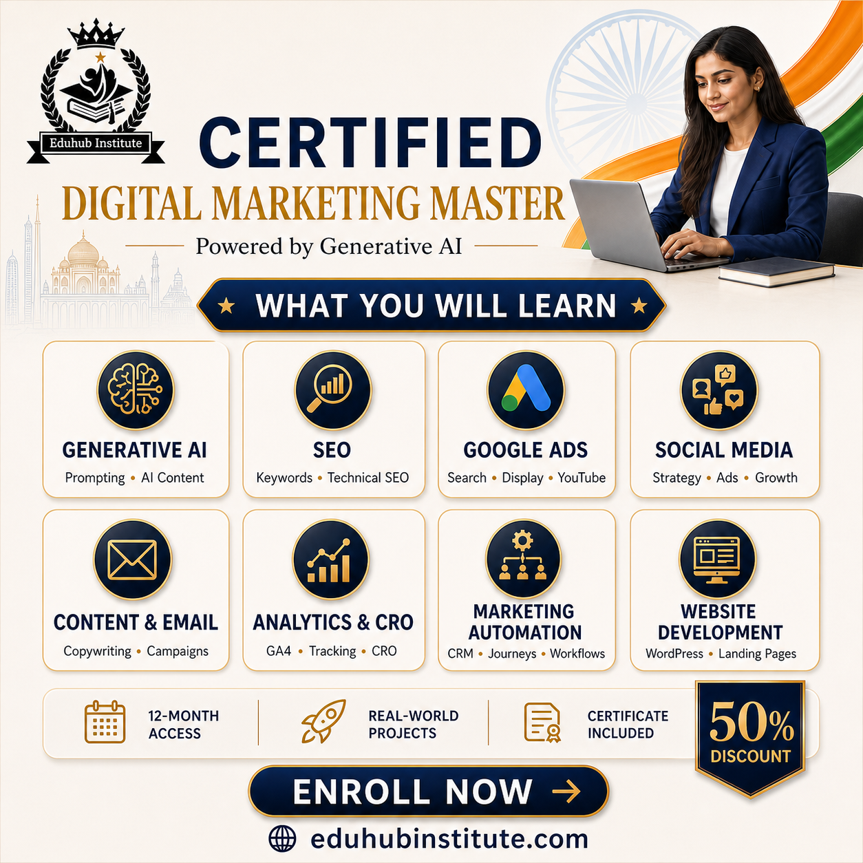 EduHub Institute Facebook ad: Become a Certified Digital Marketing Master