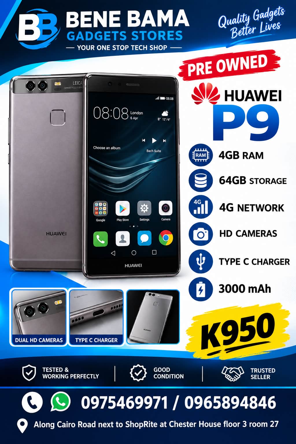 Electronics Paradise Zambia Facebook ad: CLEARANCE SALE: Premium Pre Owned iPhones & Huawei…