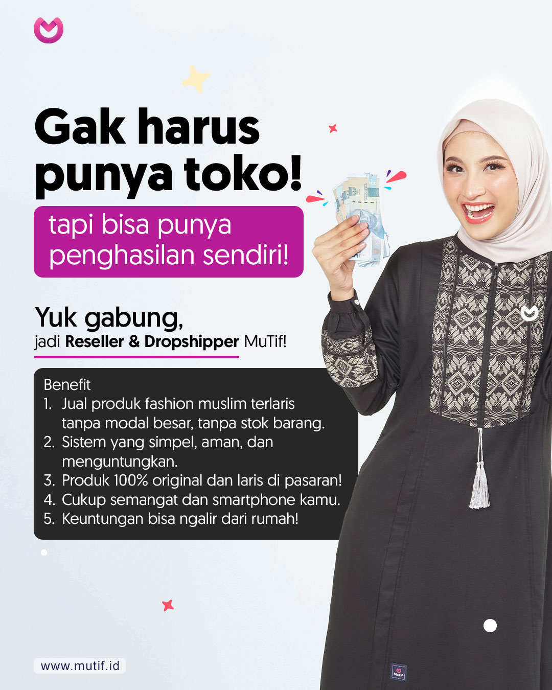 Mutif Corp Facebook ad: Join Reseller Fashion Muslim Mutif Official