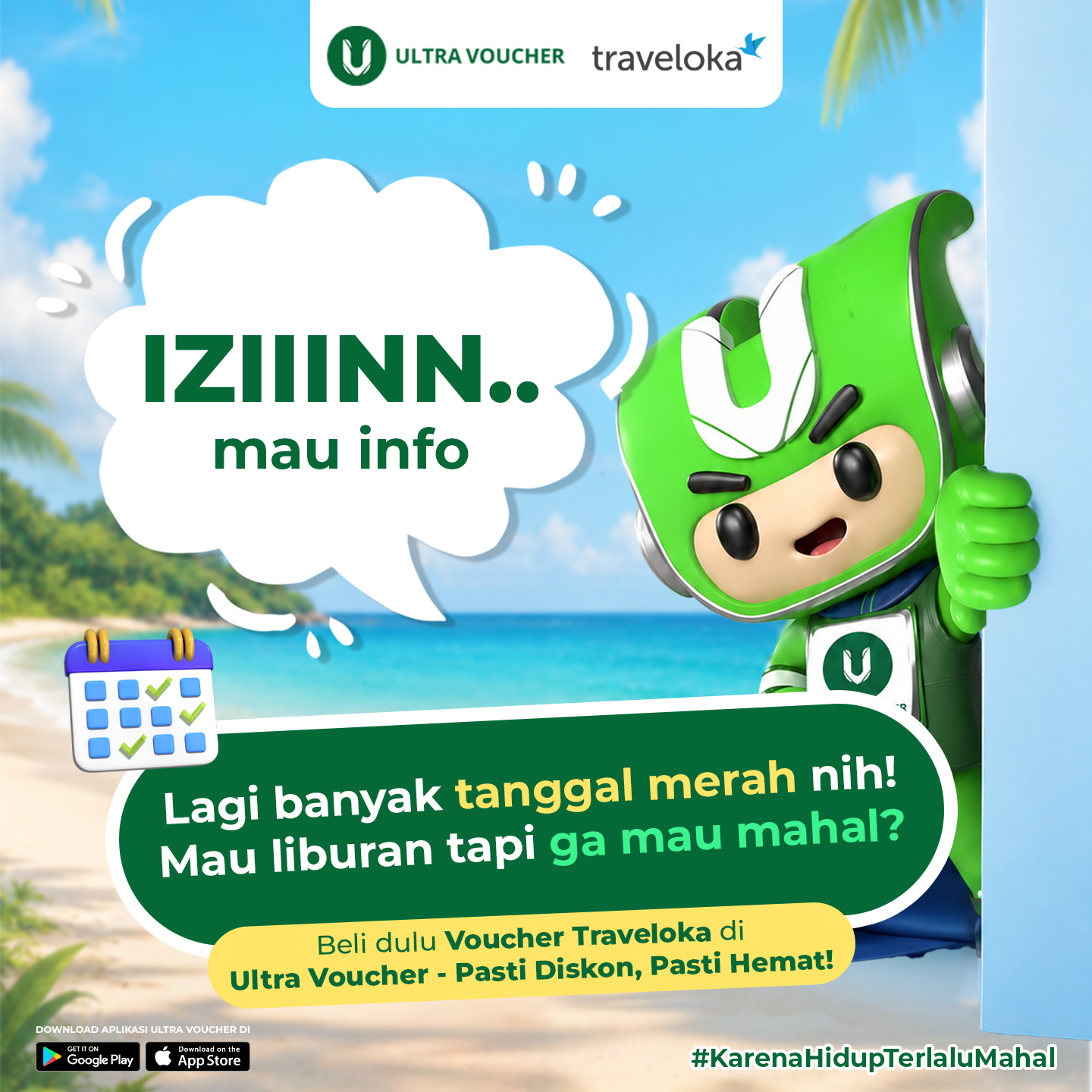 Ultra Voucher Facebook ad: Liburan Hemat? Pasti Bisa!