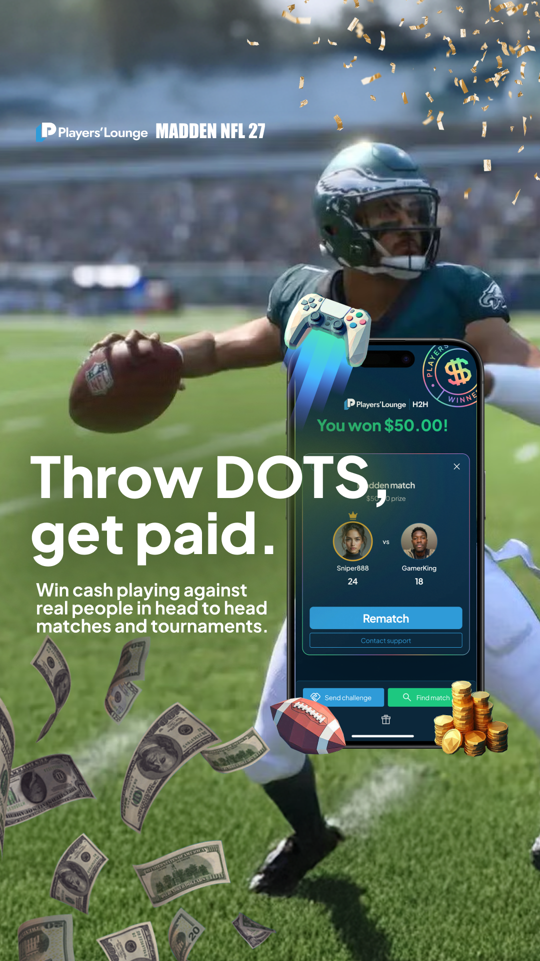 Players' Lounge Facebook ad: 100% first deposit match!