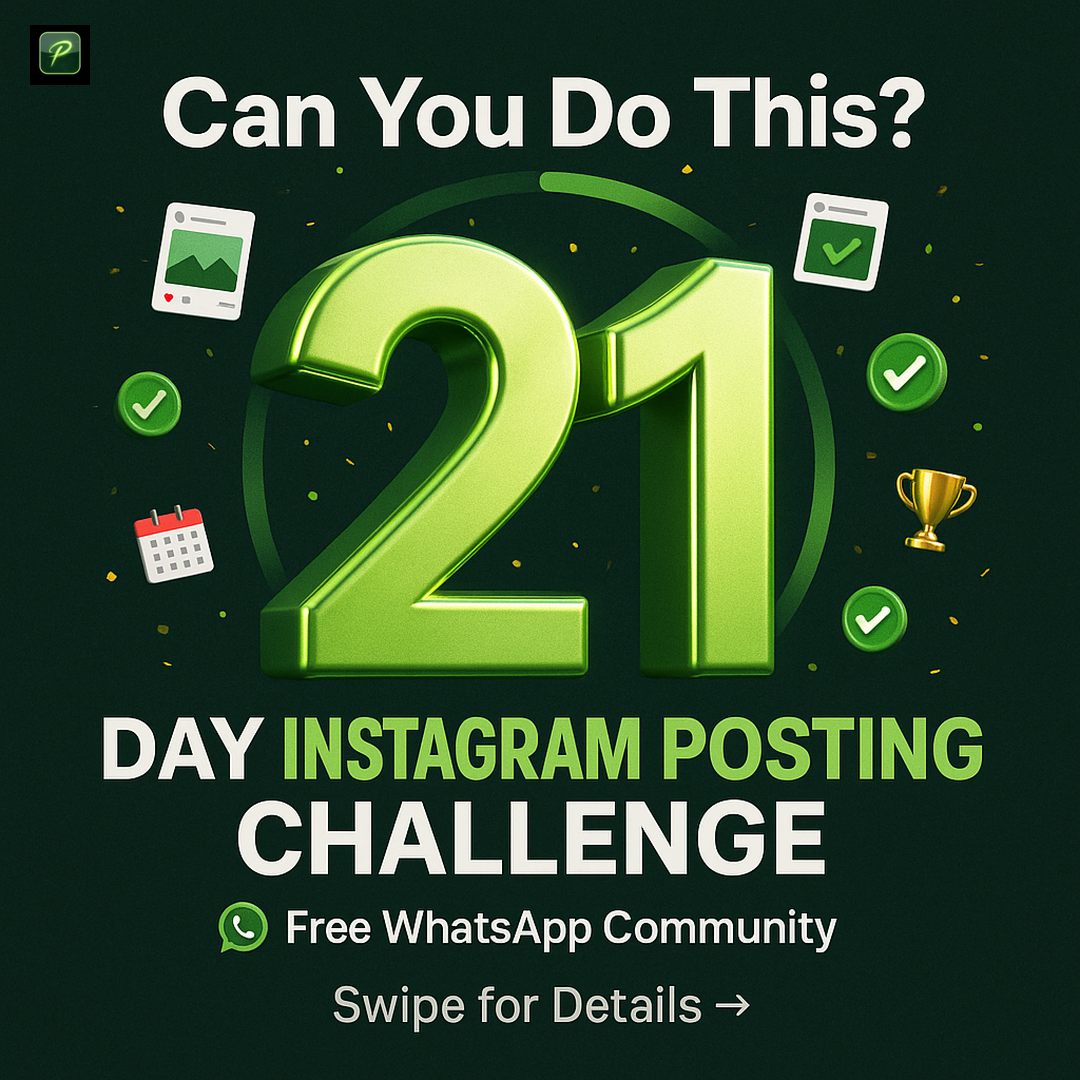 PostersReady-AI Facebook ad: Can you post on Instagram for 21 days…