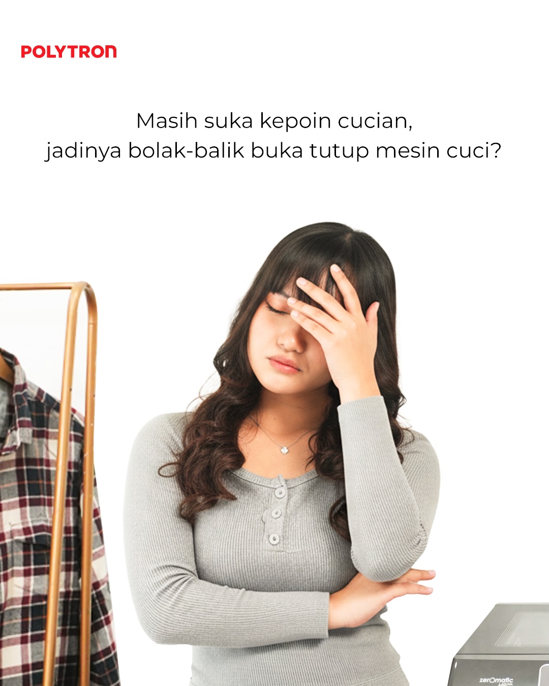 Polytron Homes Facebook ad: Kepoin cucian gak perlu bolak-balik lagi