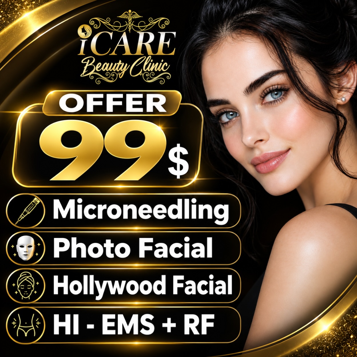 I Care Beauty Clinic Facebook ad: AUGUST $99 SPECIALS AT I CARE BEAUTY CLINIC