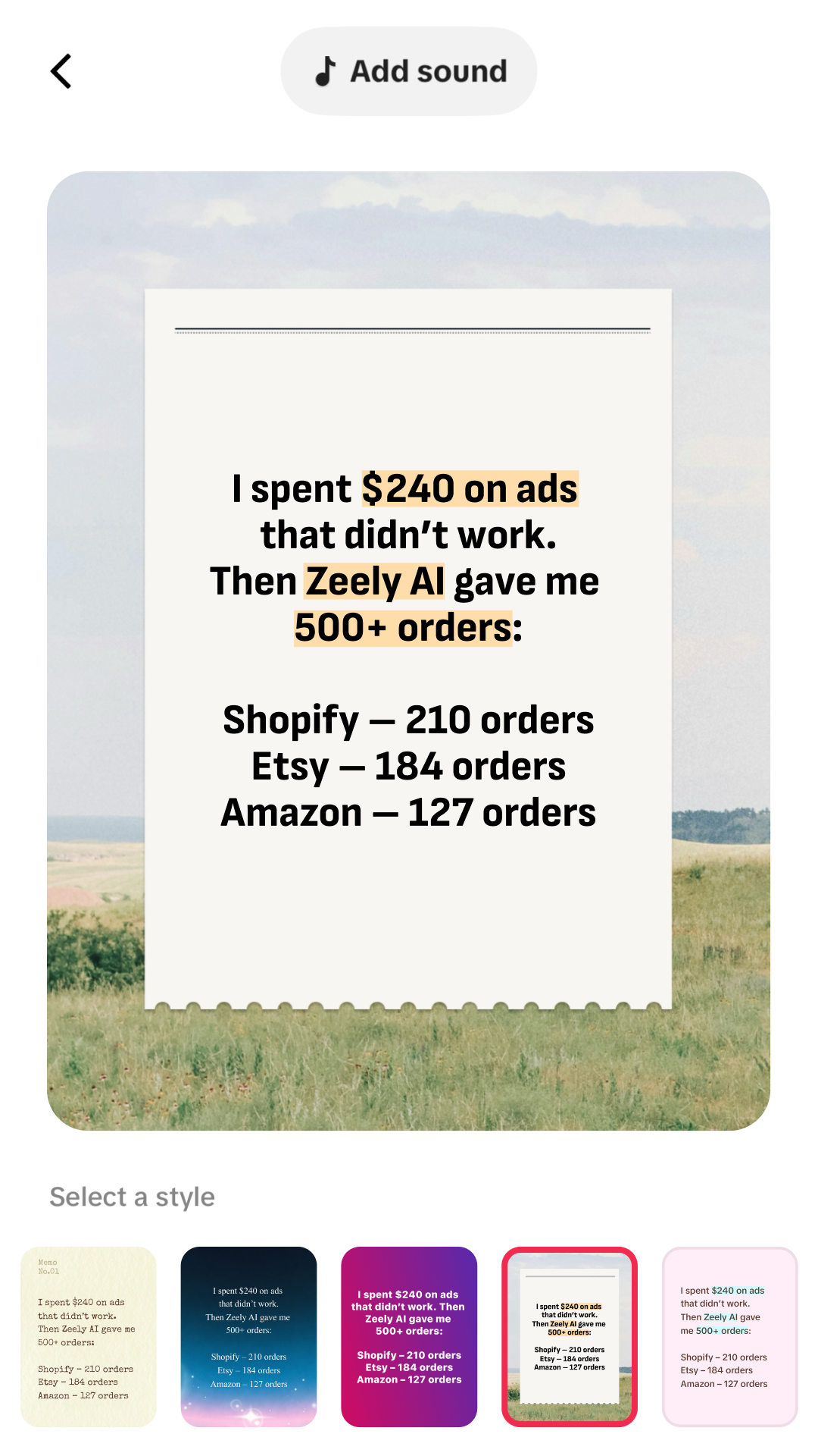 Zeely Facebook ad