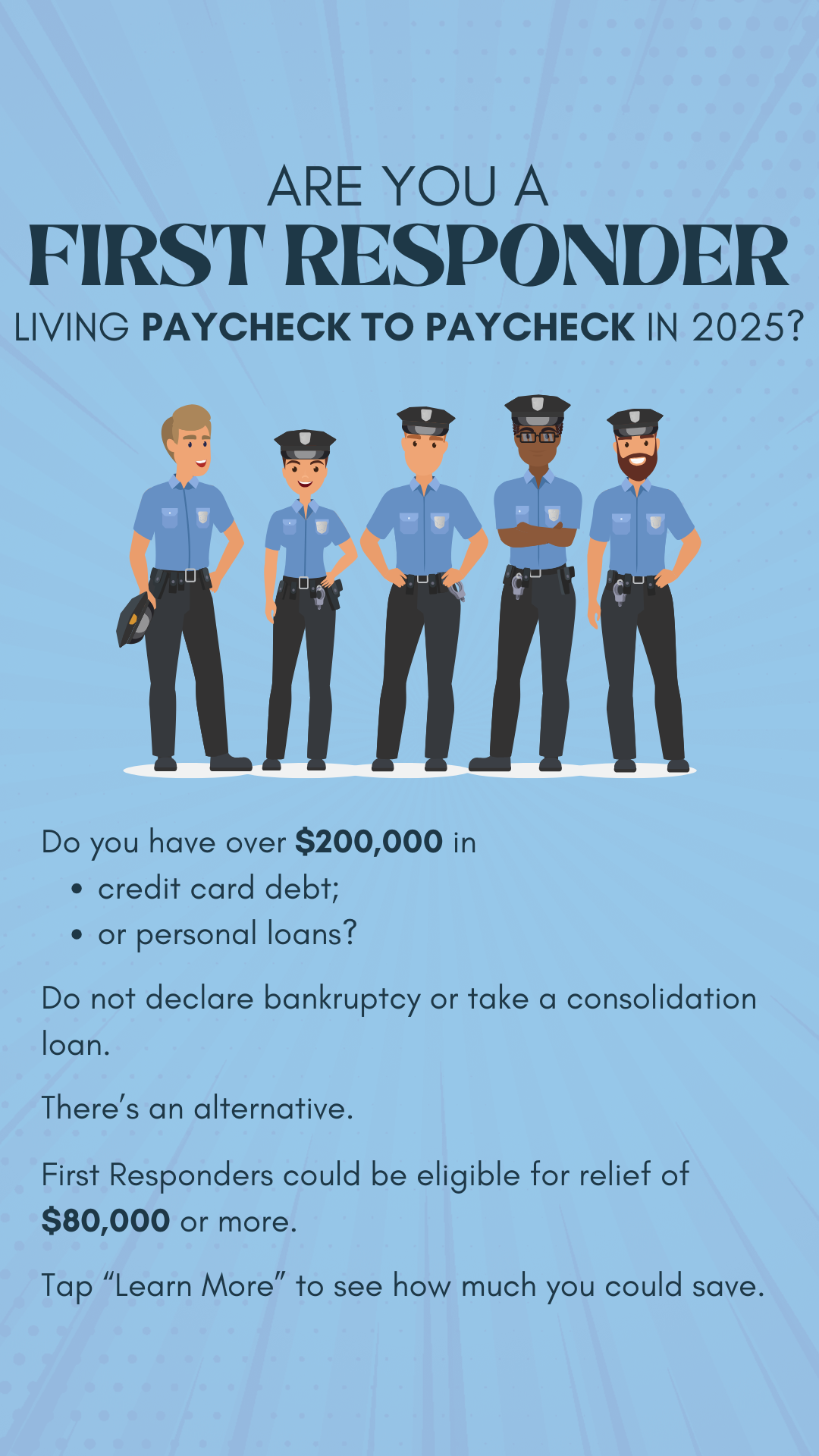 The Debt Free First Responder Facebook ad