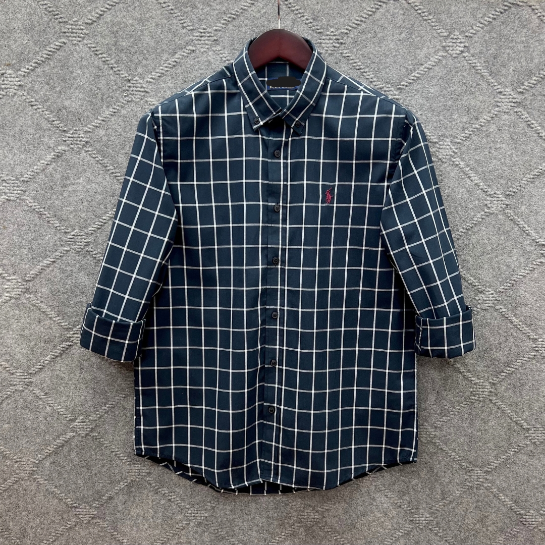 White Tailor Facebook ad: Midnight Blue Check full sleeve premium cotton shirt for men
