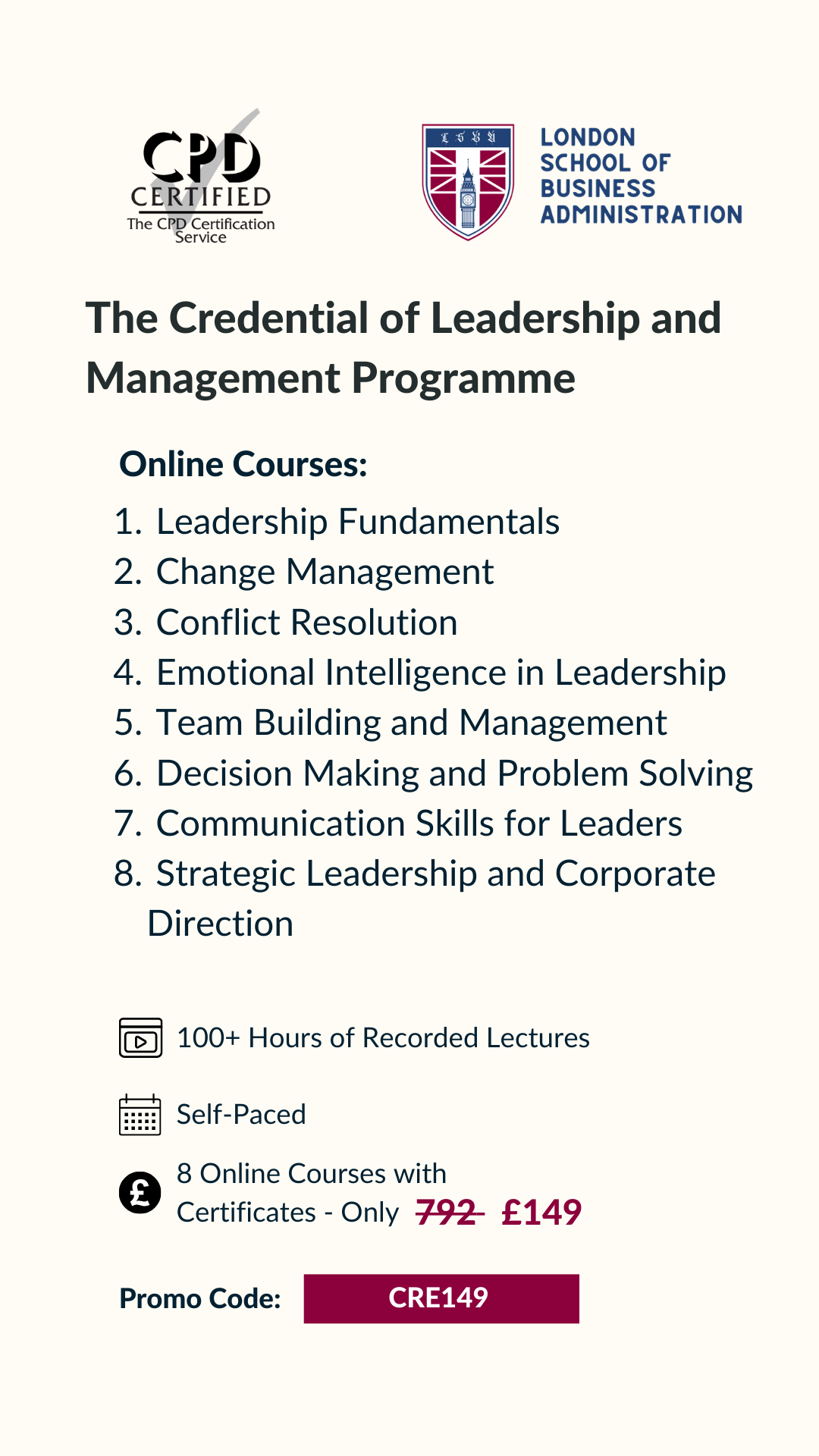 London School of Business Administration Facebook ad