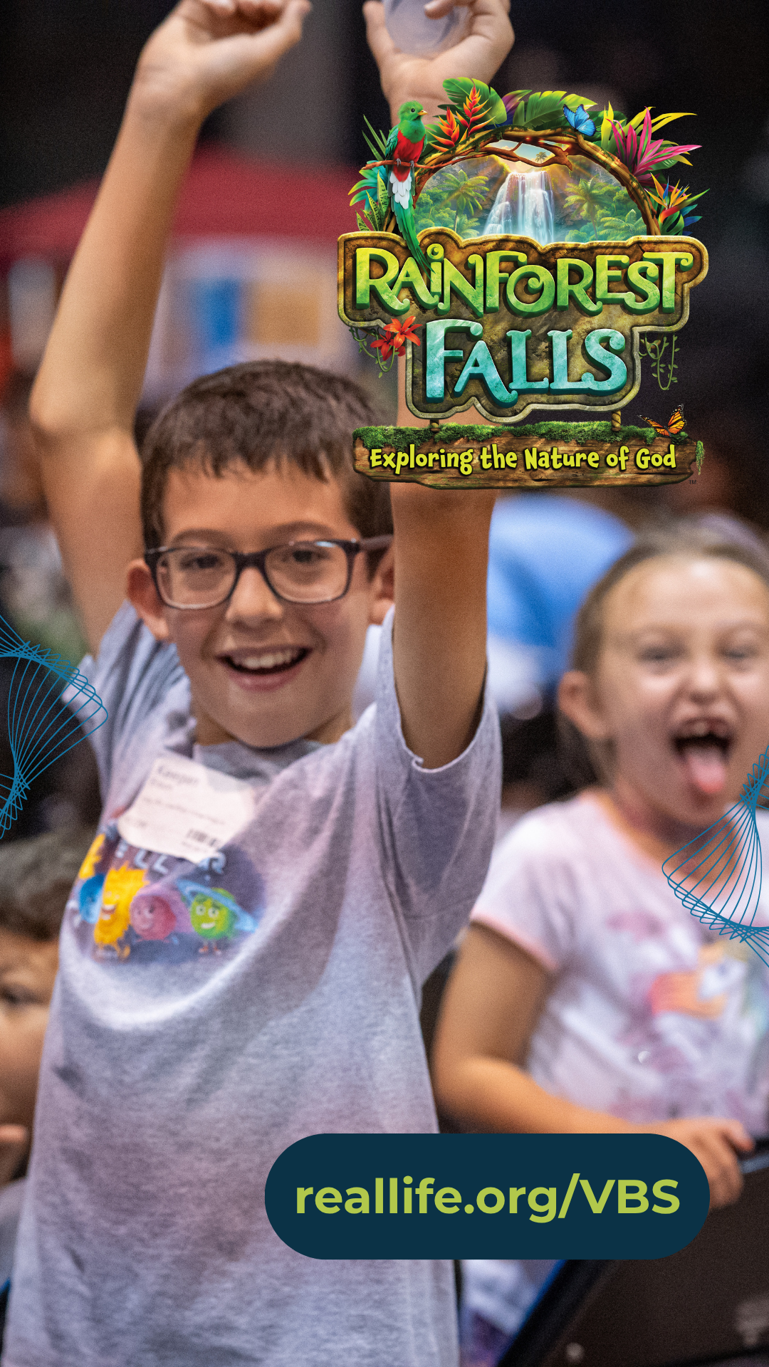 Rio Kids Facebook ad: Free Event! July 13-17th, 6:30pm-9pm Nightly, kids 3…