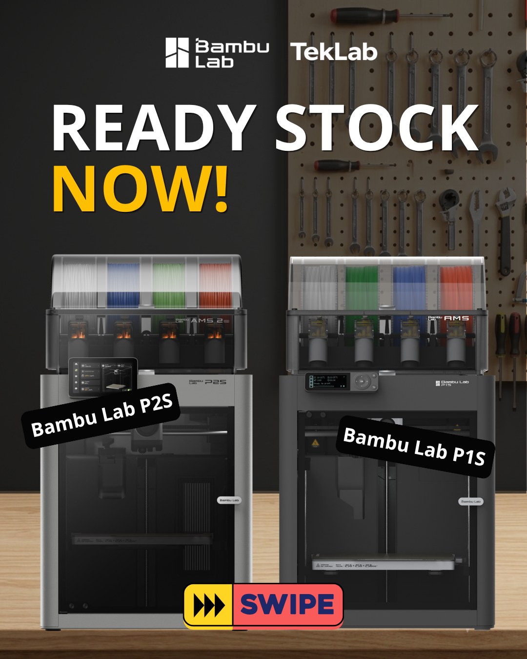 Tek Lab 3D Print Facebook ad: Bambu Lab P1S & P2S kembali READY STOCK!