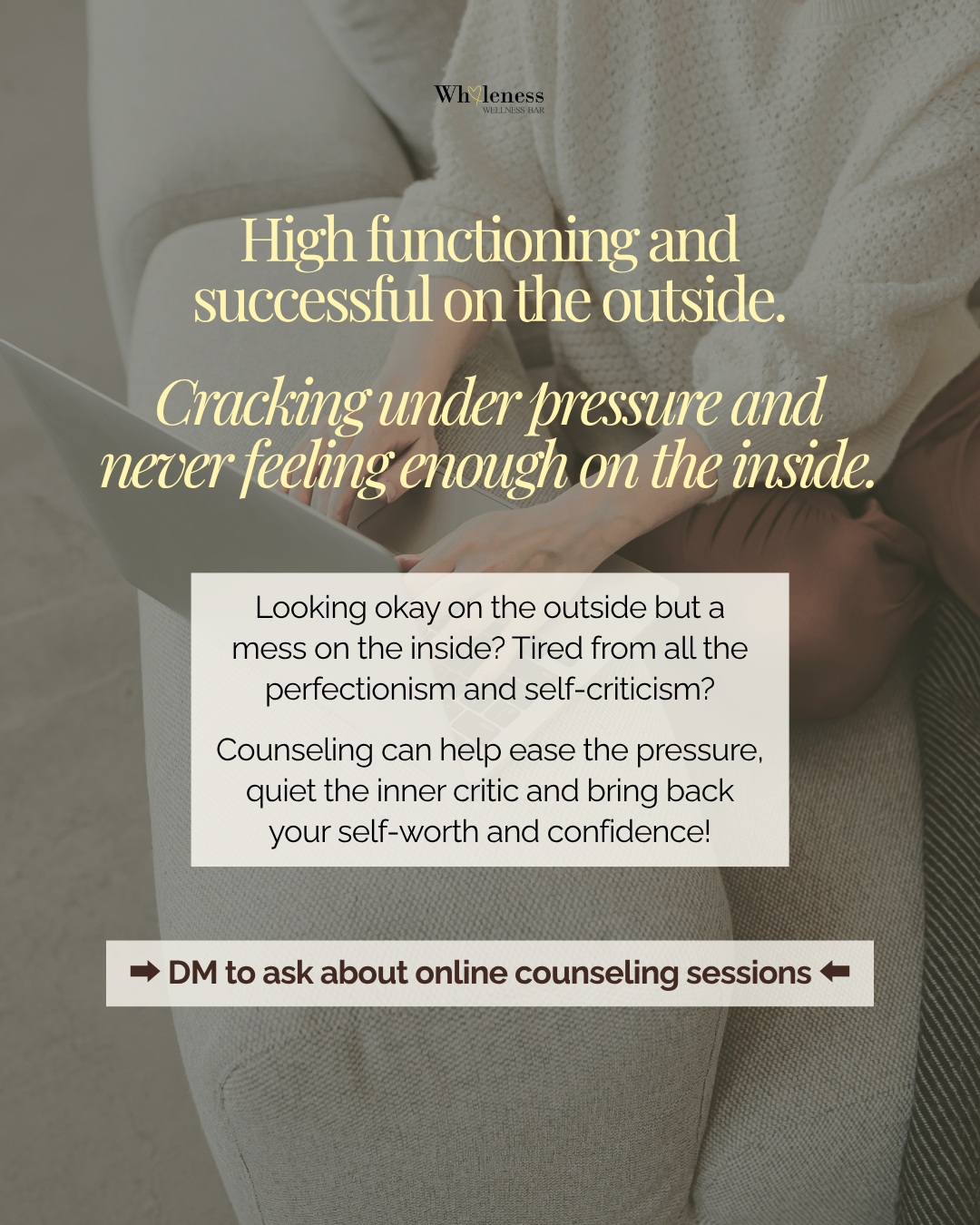 Wholeness Wellness Bar Facebook ad: Looking fine on the outside doesn’t always mean…