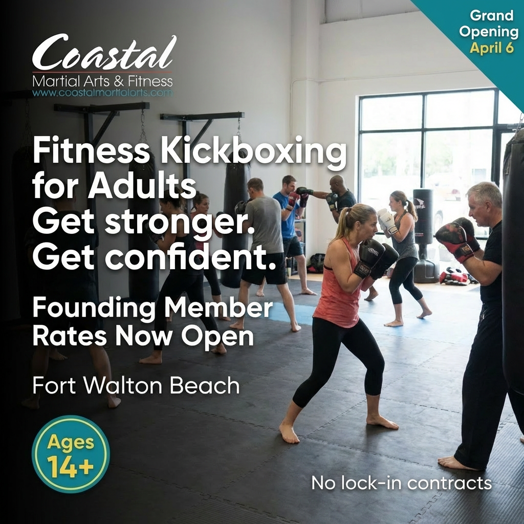 Coastal Martial Arts & Fitness Facebook ad: Fitness Kickboxing for Beginners