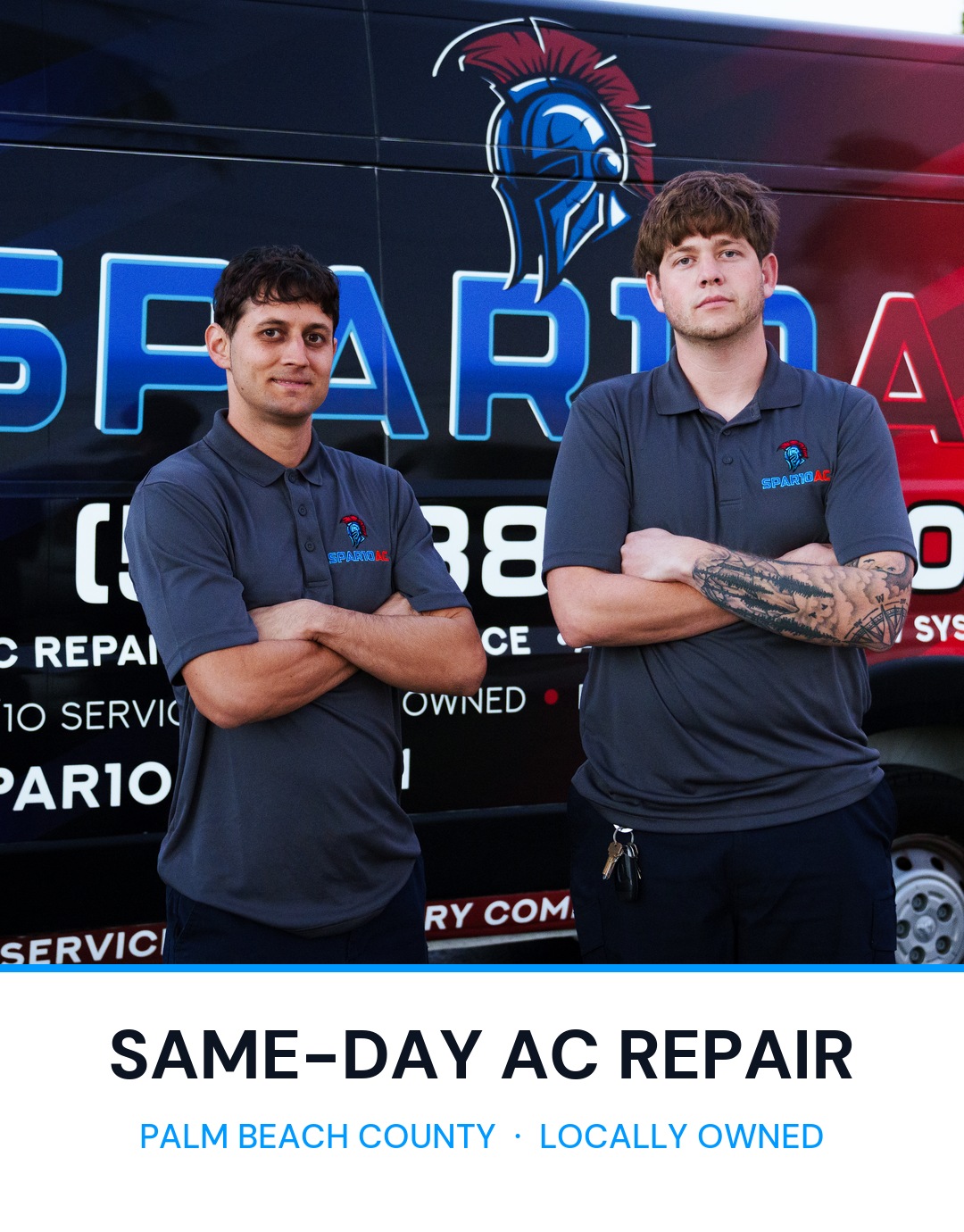 Spar10ac Facebook ad: Same day AC repair, Palm Beach County