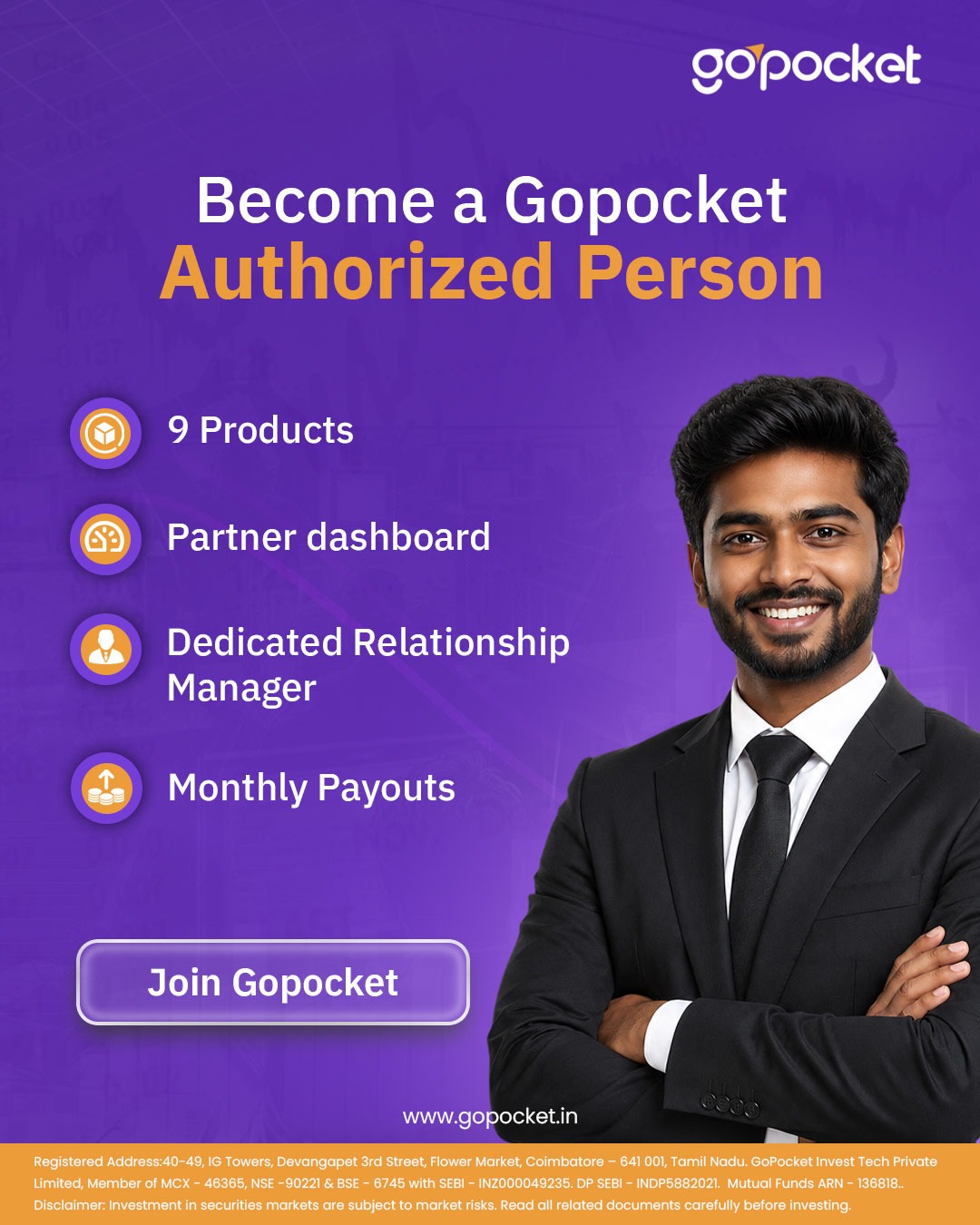 Gopocket Invest Tech Facebook ad: Are you a financial professional, advisor, or business…