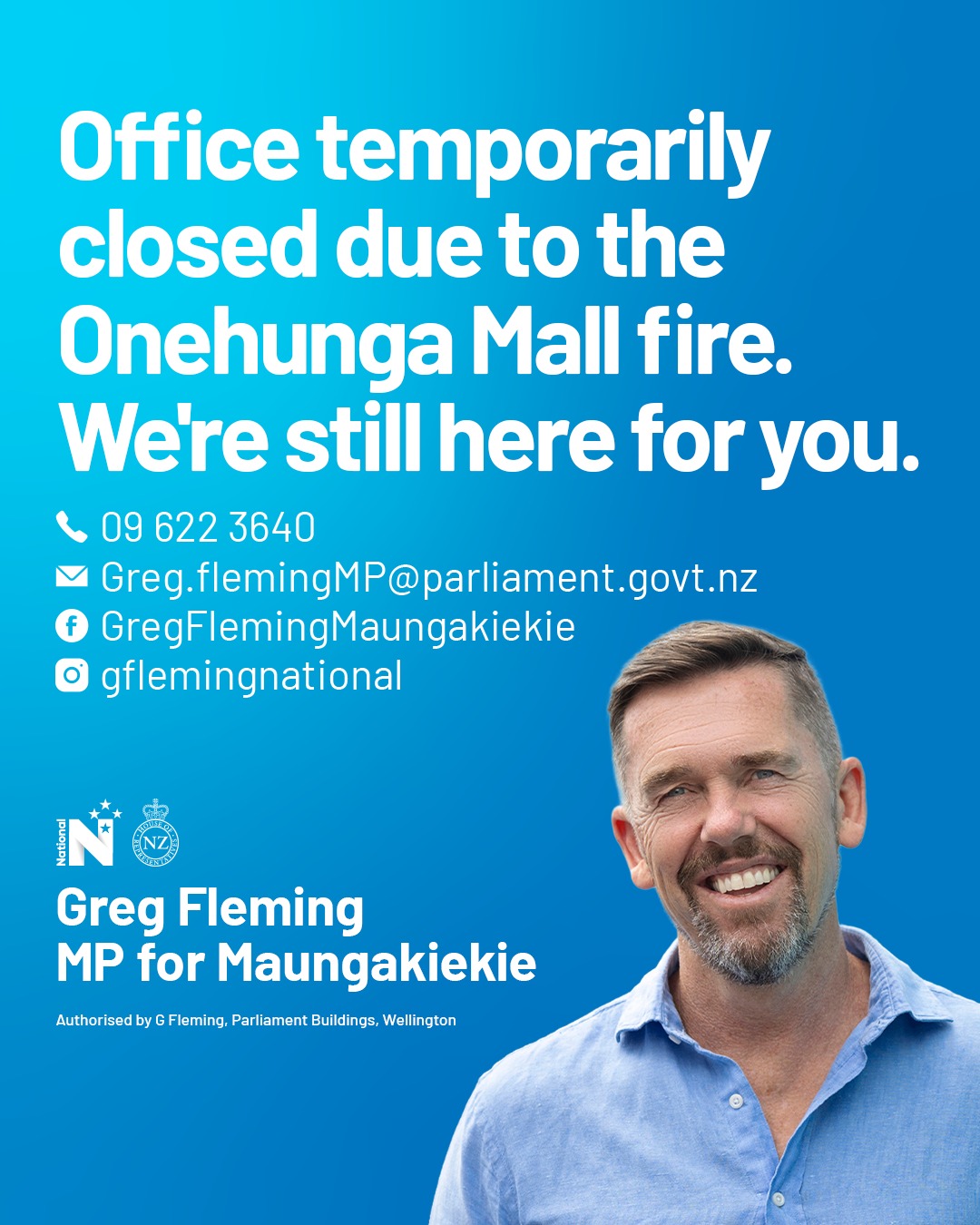 Greg Fleming MP Facebook ad: You may have heard about the recent fire…