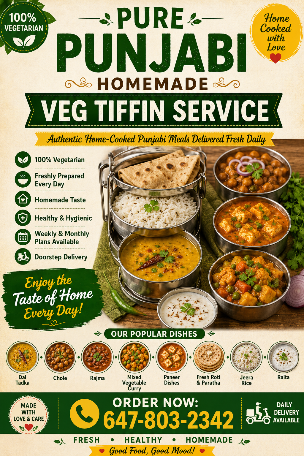 Food Kitchen Food Facebook ad: Authentic Home-Cooked Punjabi Meals Delivered Fresh Daily