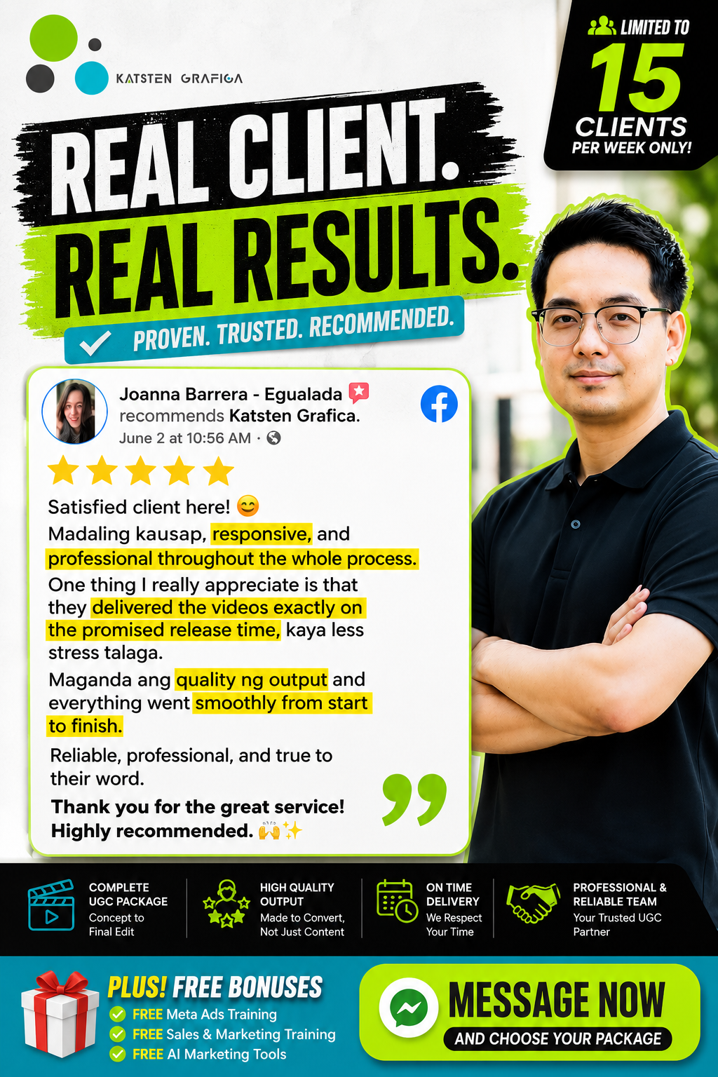 Katsten Grafica Facebook ad: Another Satisfied Client