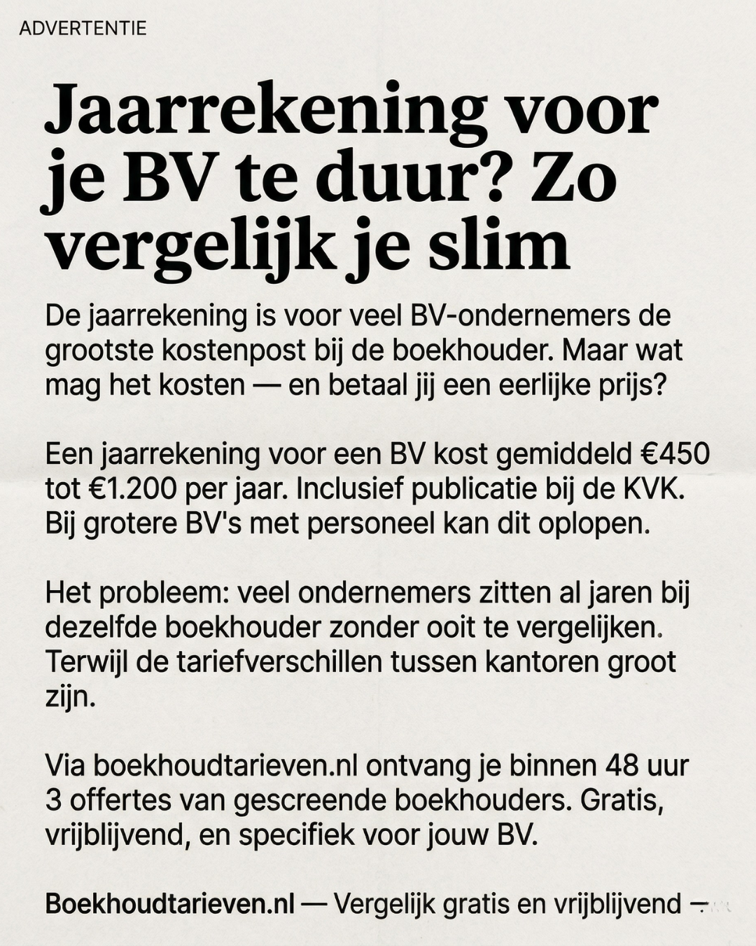Boekhoud Tarieven Facebook ad