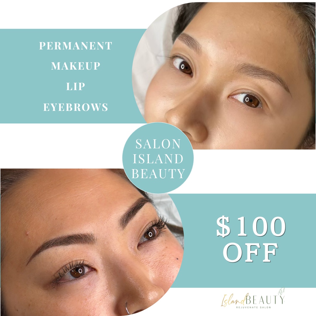 Salon Island Beauty Facebook ad: Perfect Lips and Brows by Mai or Mao, $100 OFF
