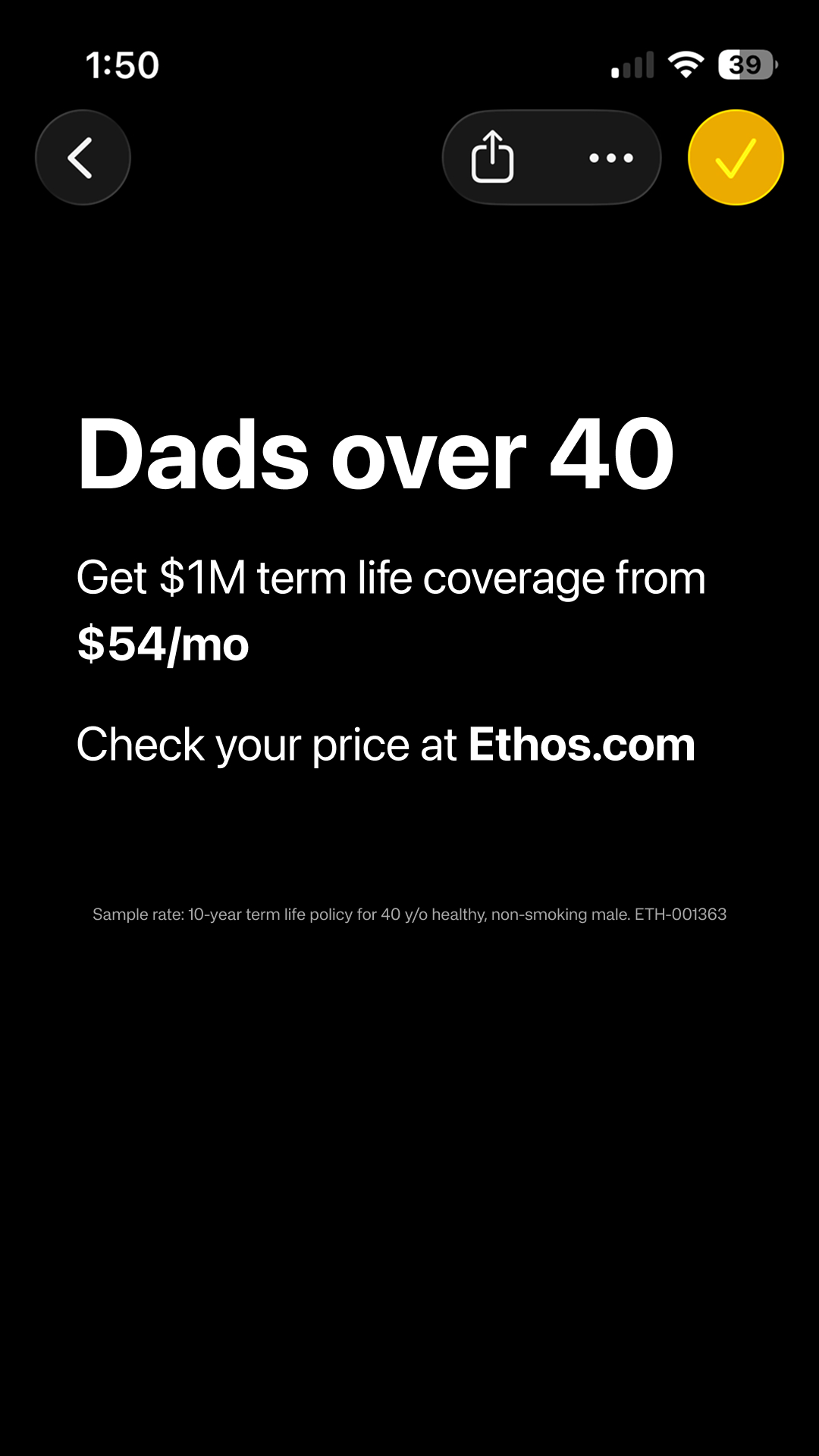 Ethos Facebook ad