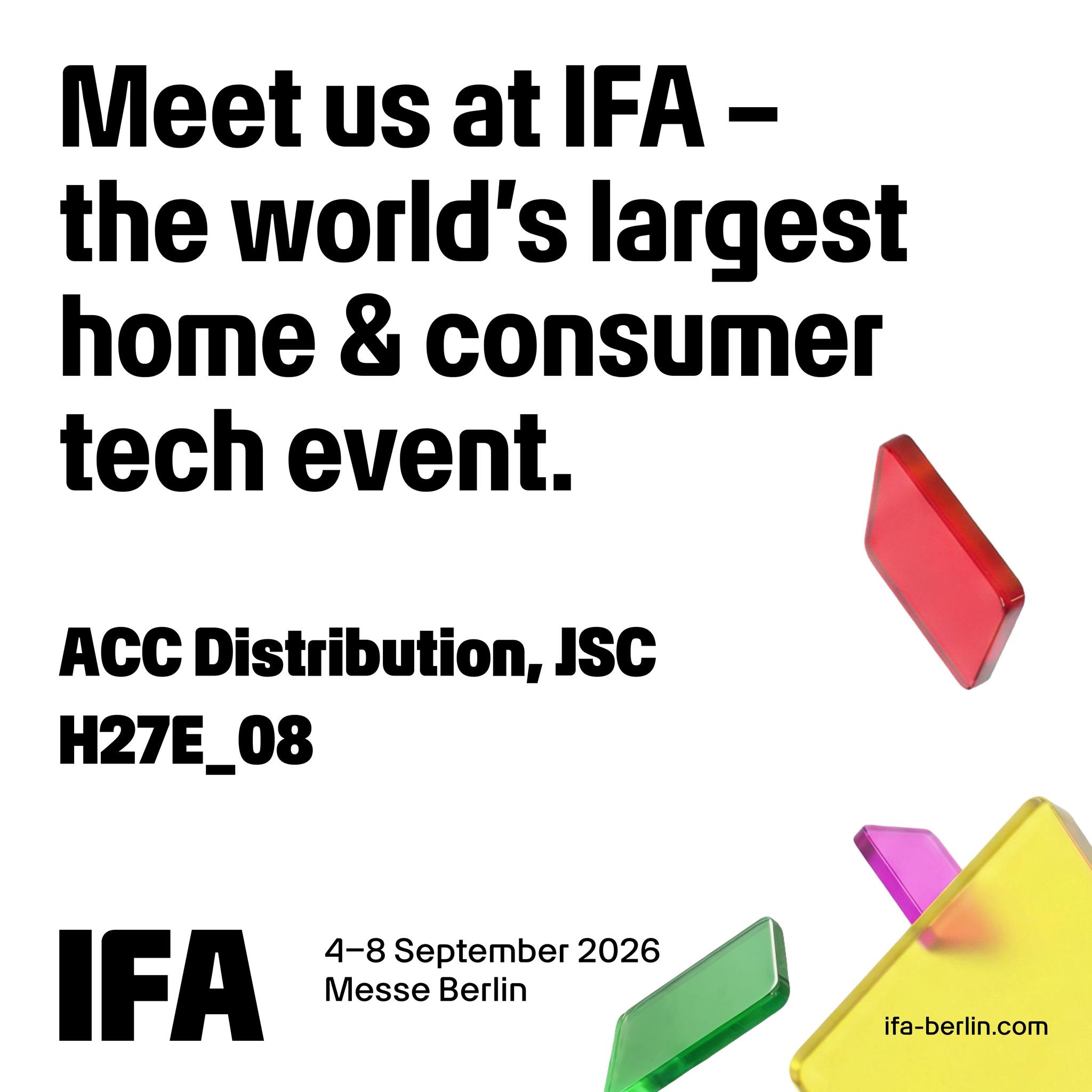 ACC Distribution Facebook ad: Let’s meet at IFA 2026 in Berlin!
