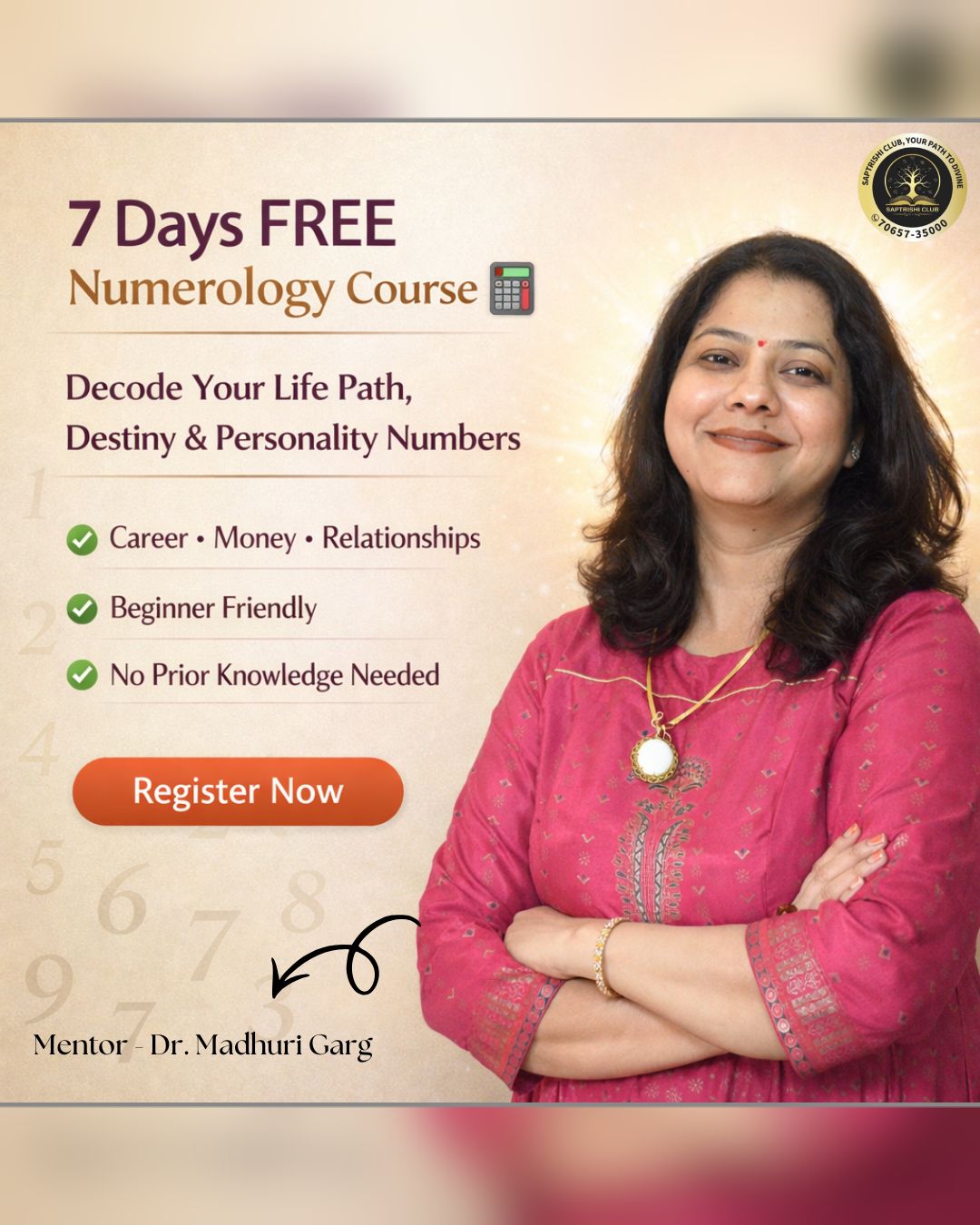 Saptrishi club Facebook ad: Join the FREE 7 Days Course