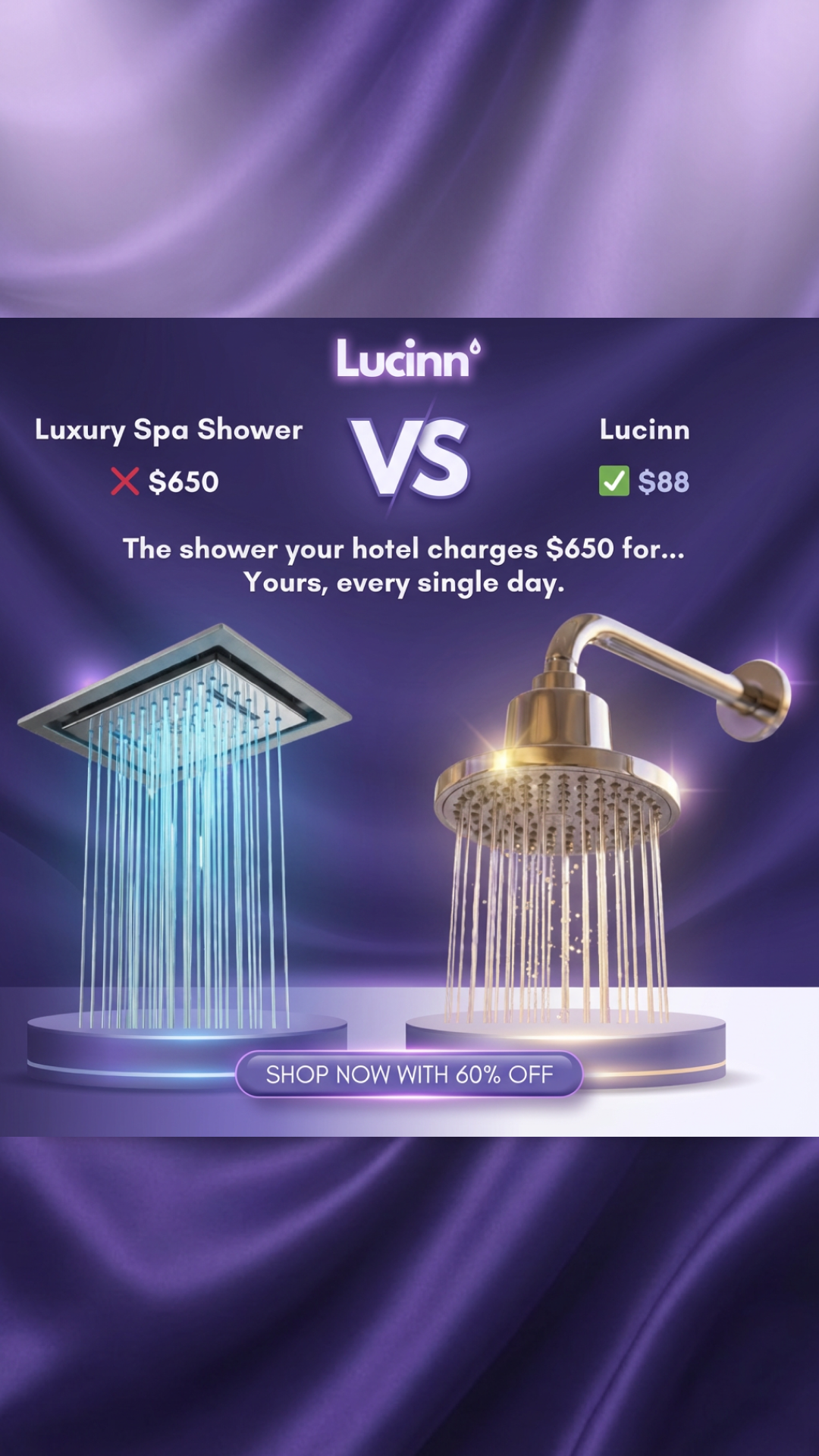 Lucinn Filtered Showerhead Facebook ad