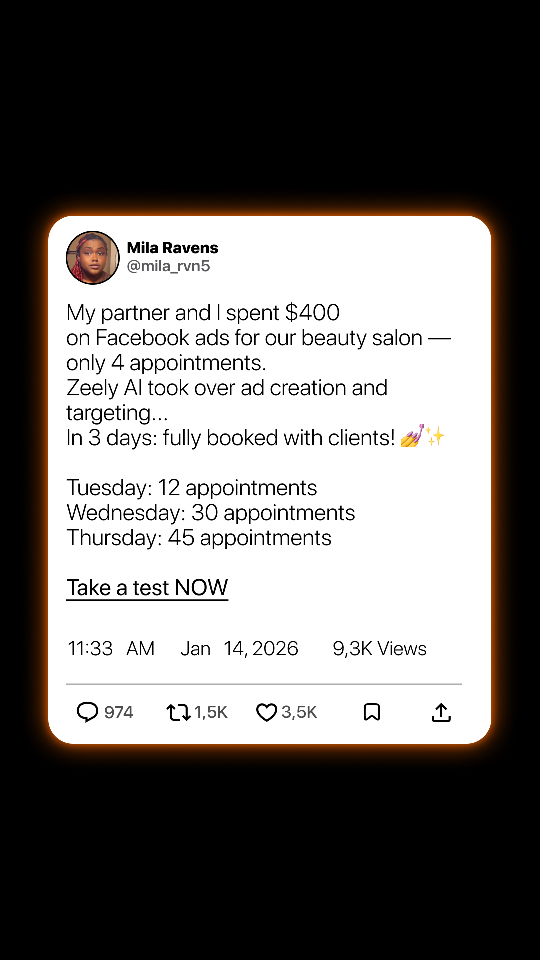 Zeely Facebook ad