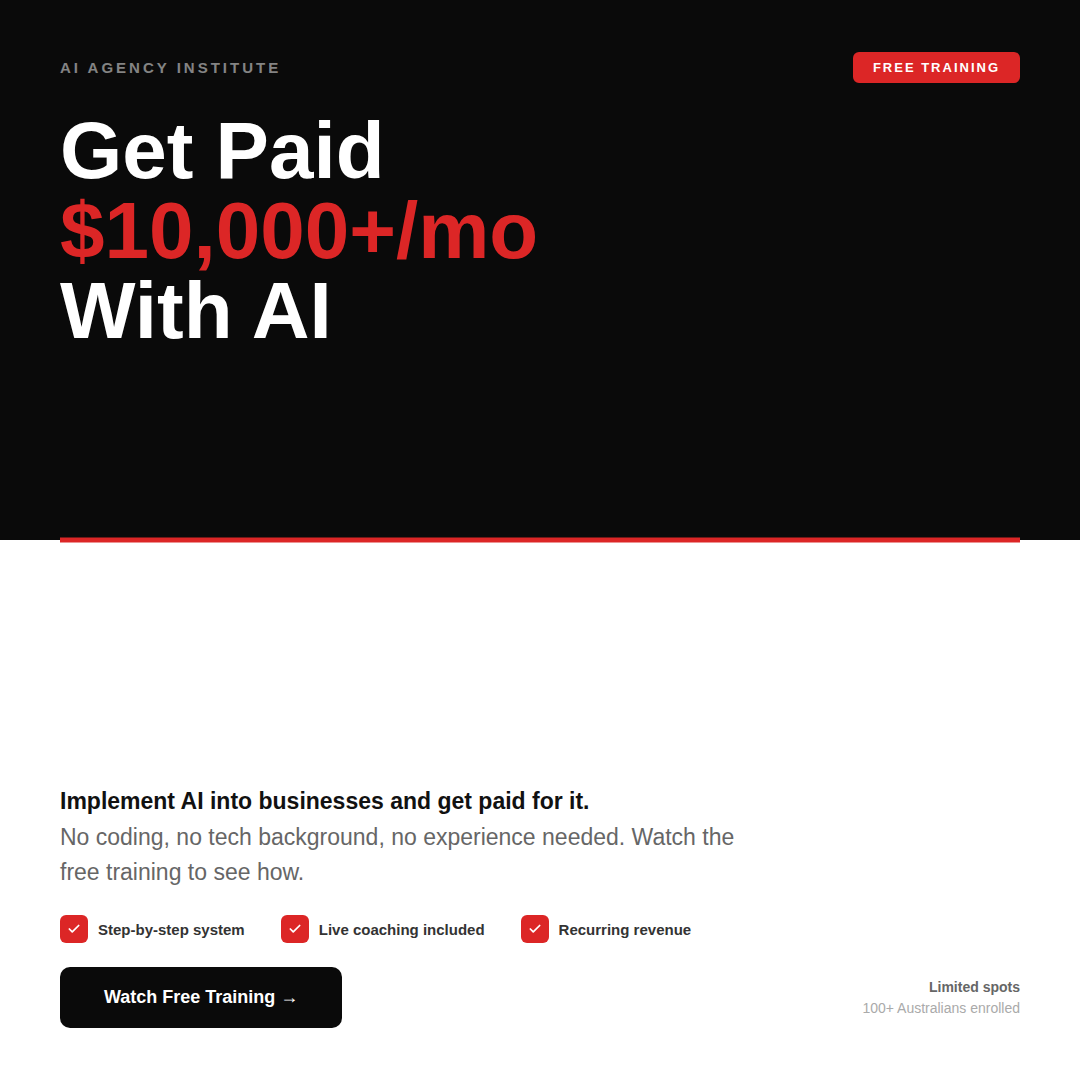 AI Agency Institute Facebook ad