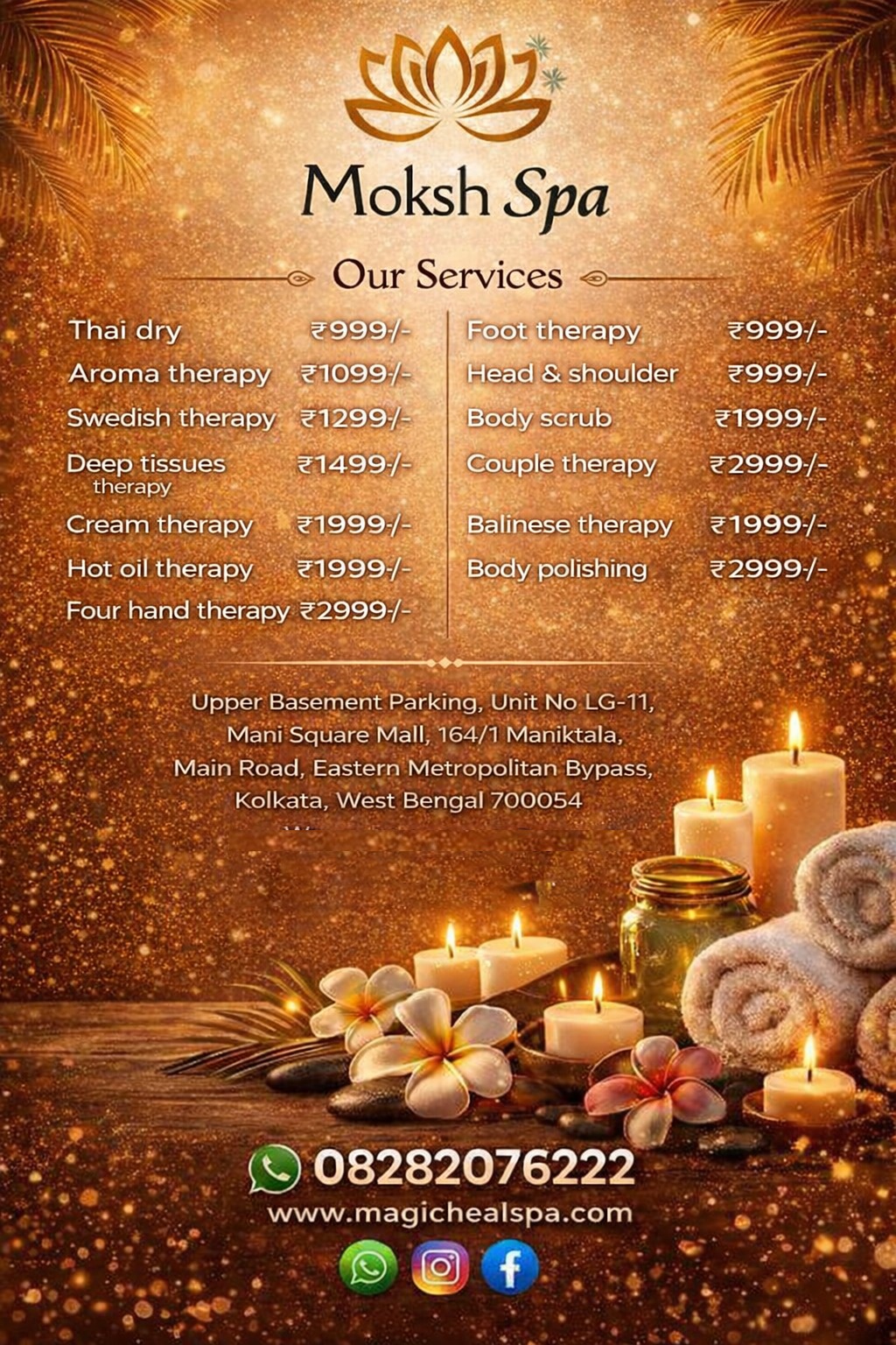 Moksh Spa Facebook ad: Chat with Therapist for all the services