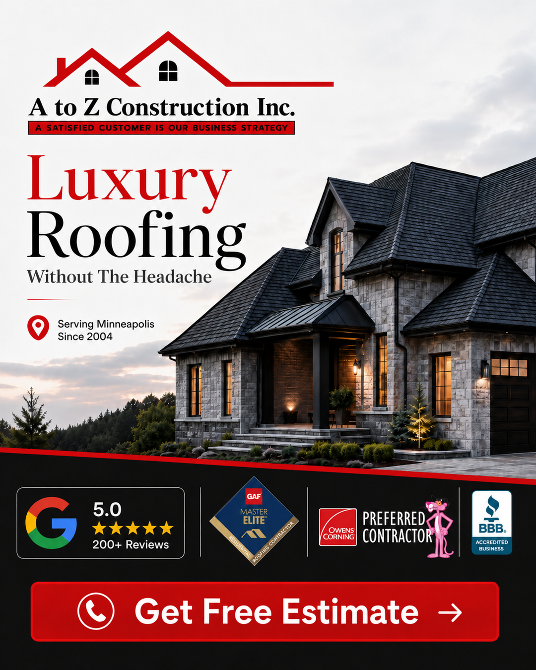 A to Z Construction Inc. Facebook ad from Jun 16, 2026