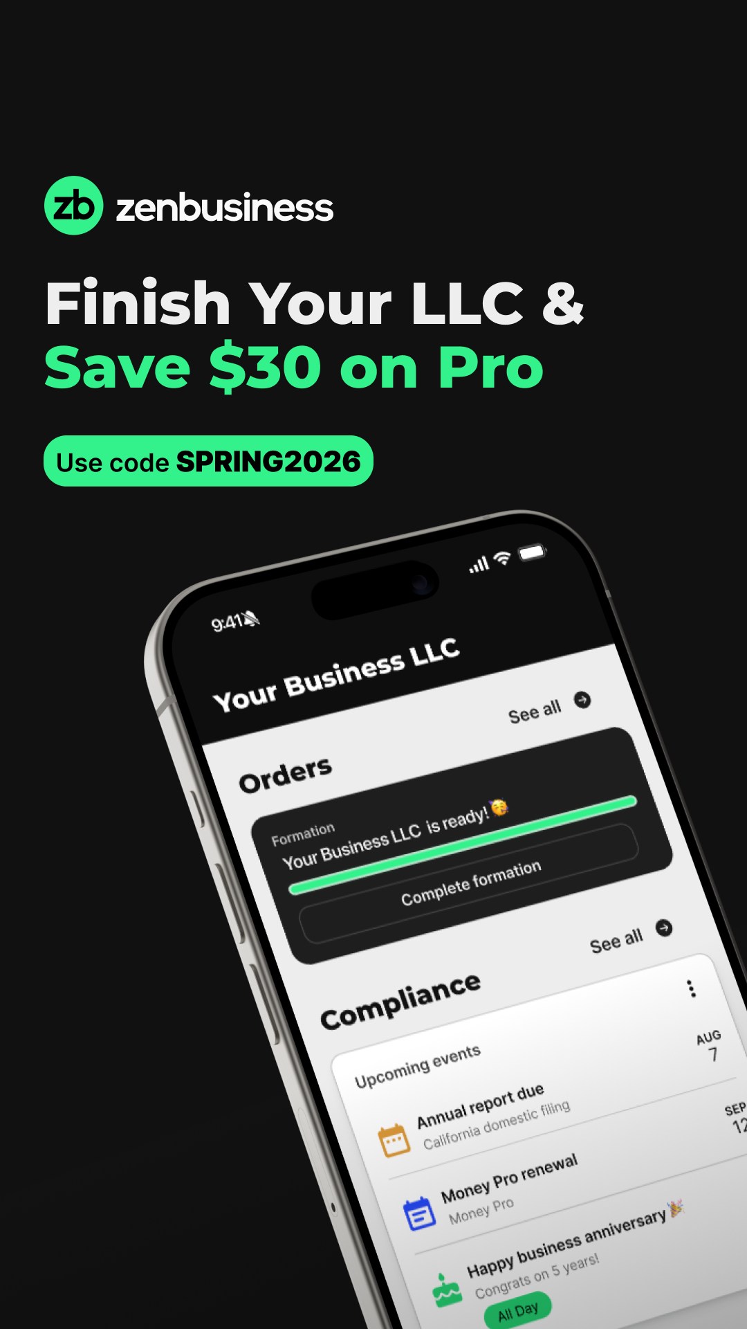 ZenBusiness Facebook ad