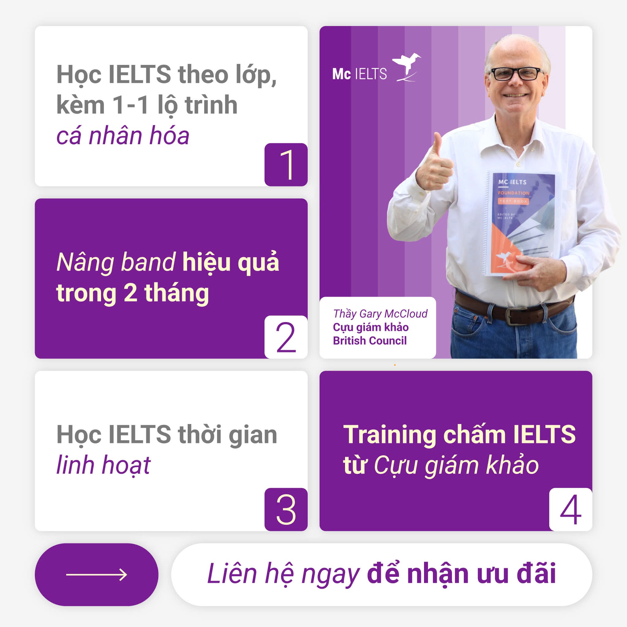 Mc IELTS Facebook ad: Nhắn tin để NHẬN ƯU ĐÃI HỌC PHÍ IELTS LÊN TỚI 8,000,000 VND