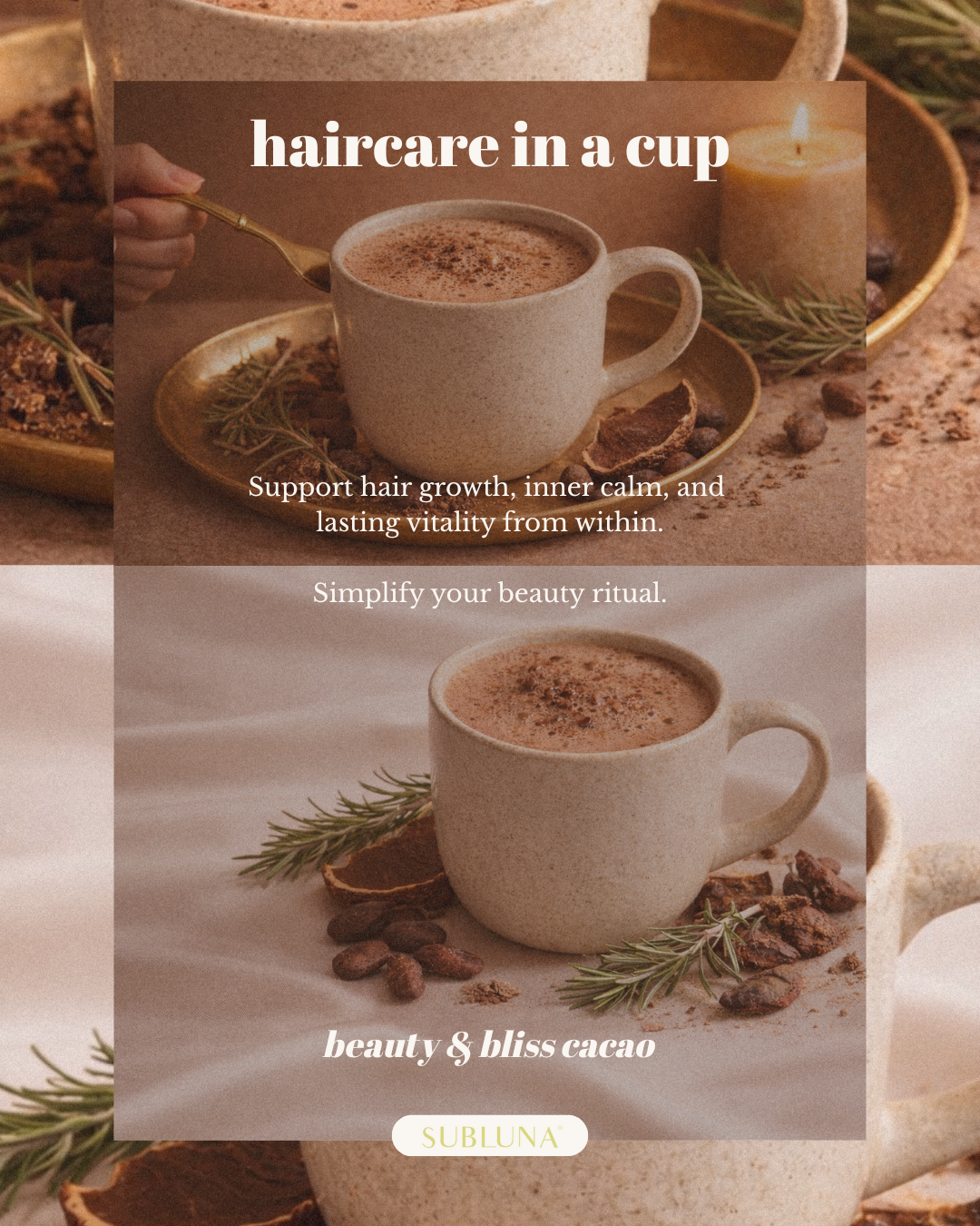 SubLuna Facebook ad: Beauty and Bliss Rosemary Cacao