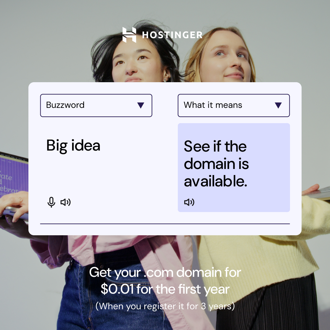 Hostinger Facebook ad: Domains from $0.99
