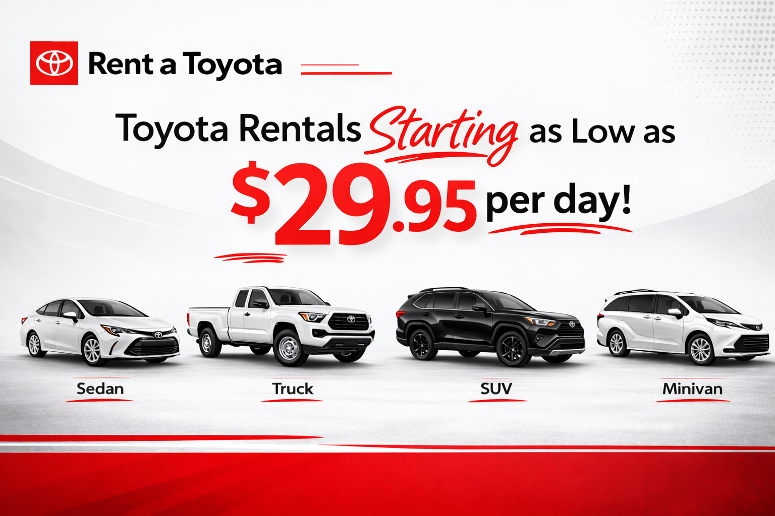 Tuscaloosa Toyota Facebook ad: Reserve Your Rental Online