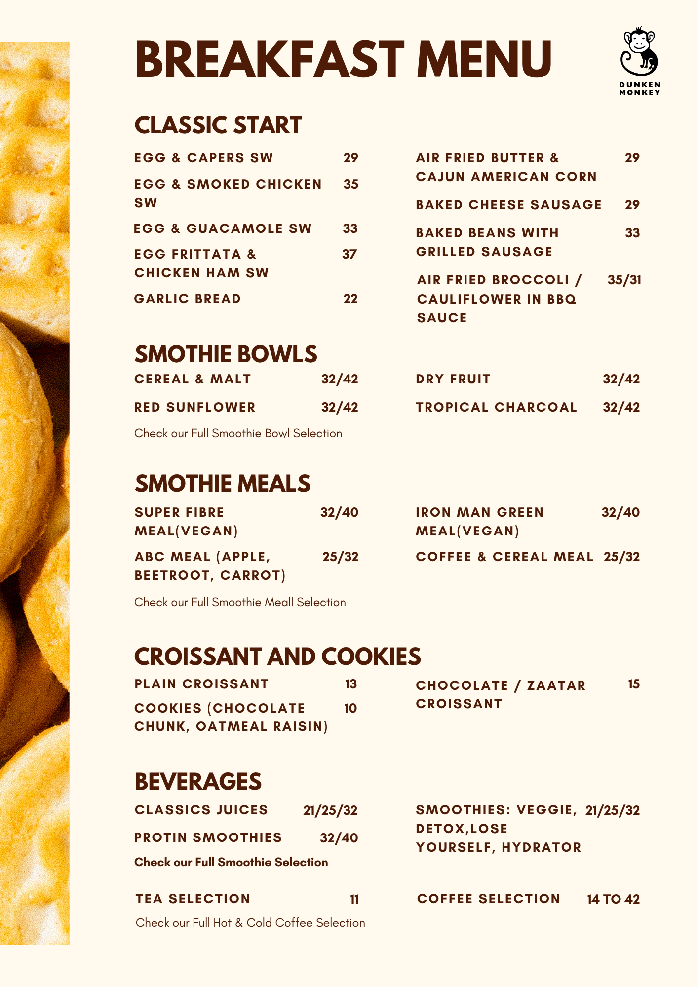 Dunken Monkey Reem Island Facebook ad: Open from 7 AM, Perfect for Breakfast