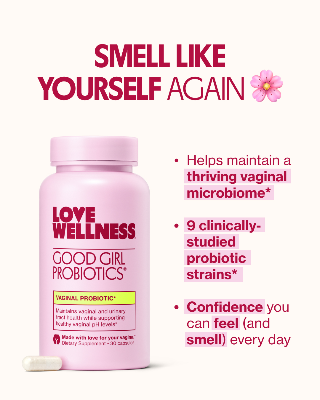 Love Wellness Facebook ad: Vaginal Odor, pH, and Urinary Tract Support