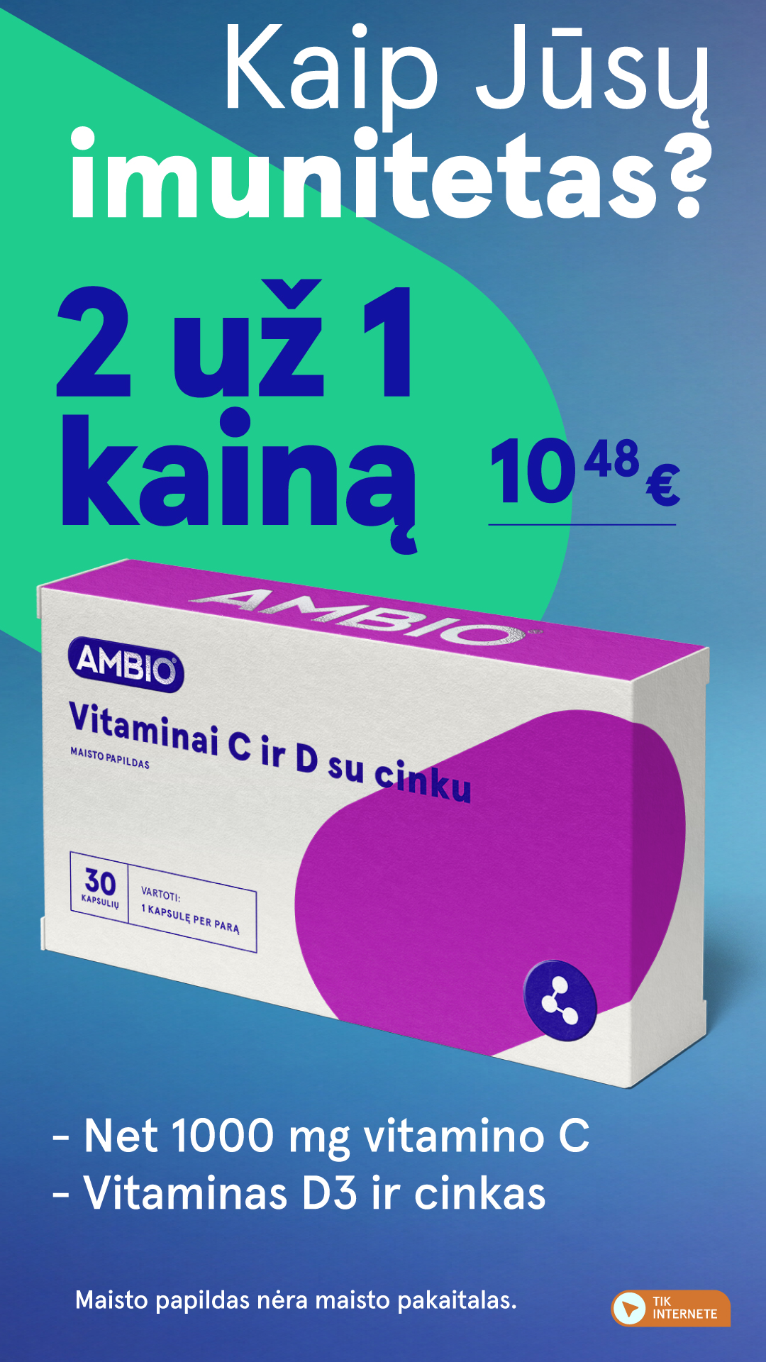 Gintarinė Vaistinė Facebook ad: 1000 mg vitamino C