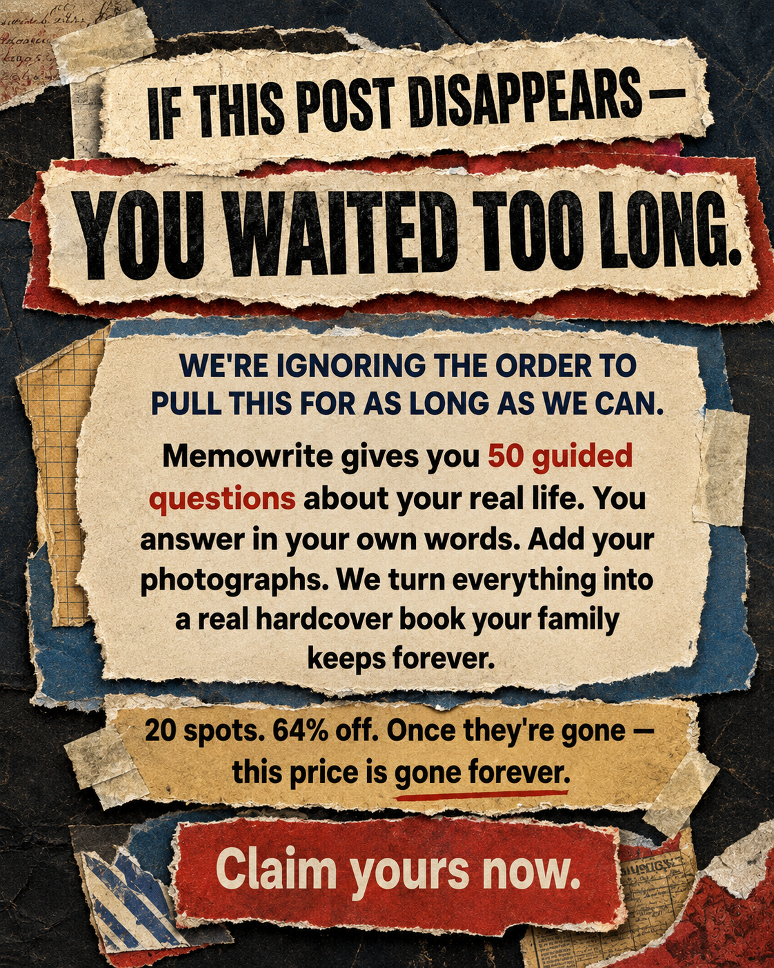 Memowrite Facebook ad