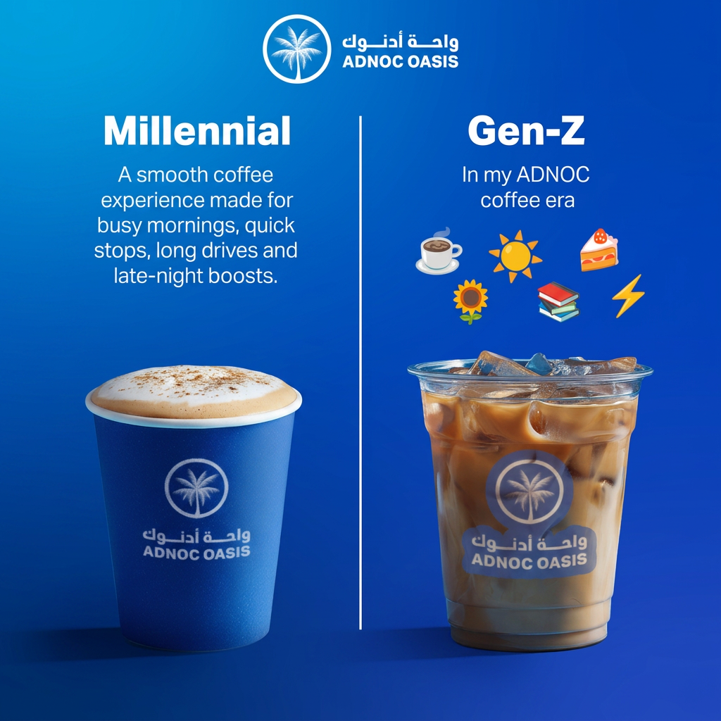ADNOC Distribution Facebook ad: إحنا اللي عاملينها علشان كده ظبطنها… تعالى دوق…